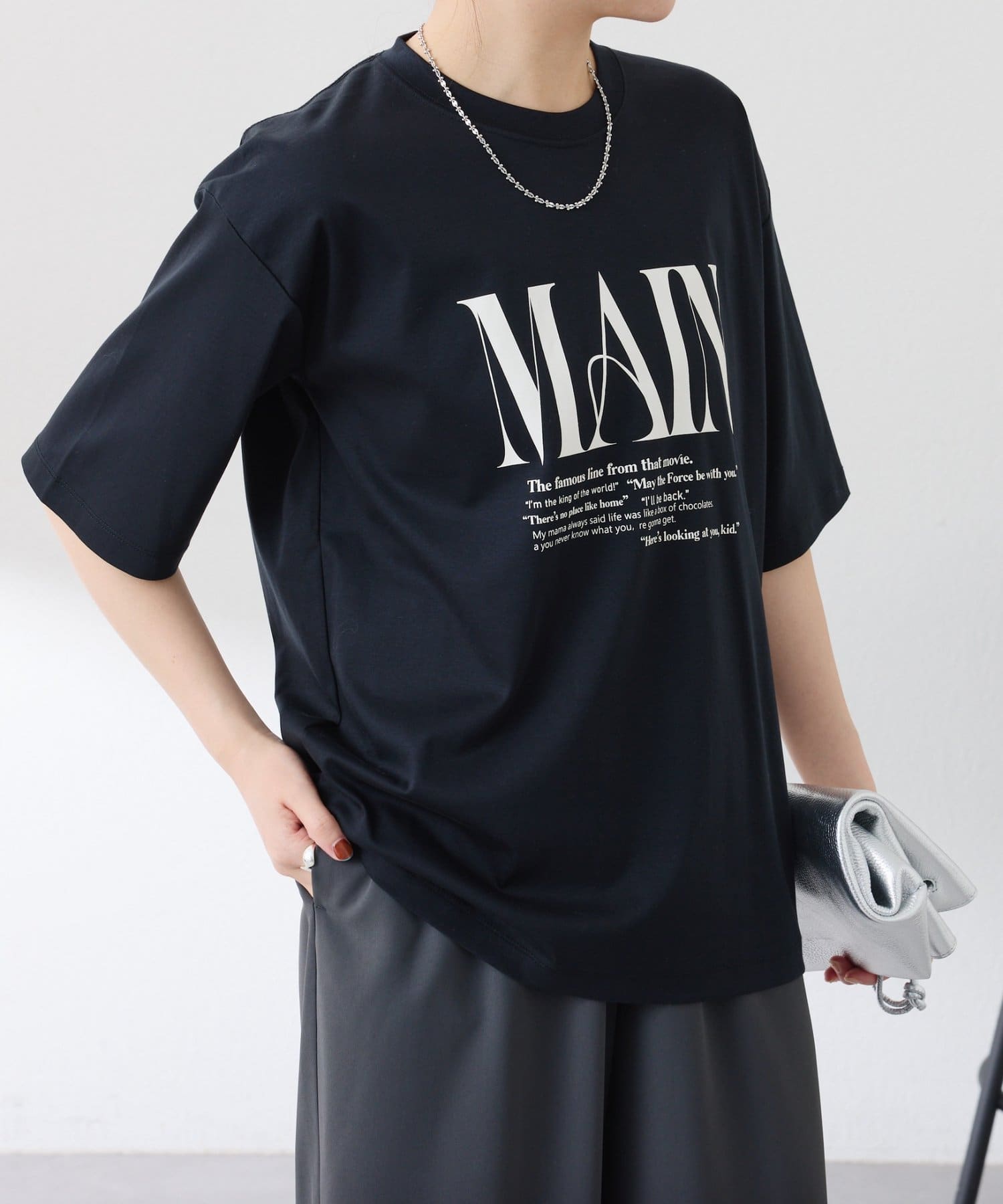 COLLAGE GALLARDAGALANTE(コラージュ ガリャルダガランテ) 【着やすい五分袖】オーバーロゴTシャツ