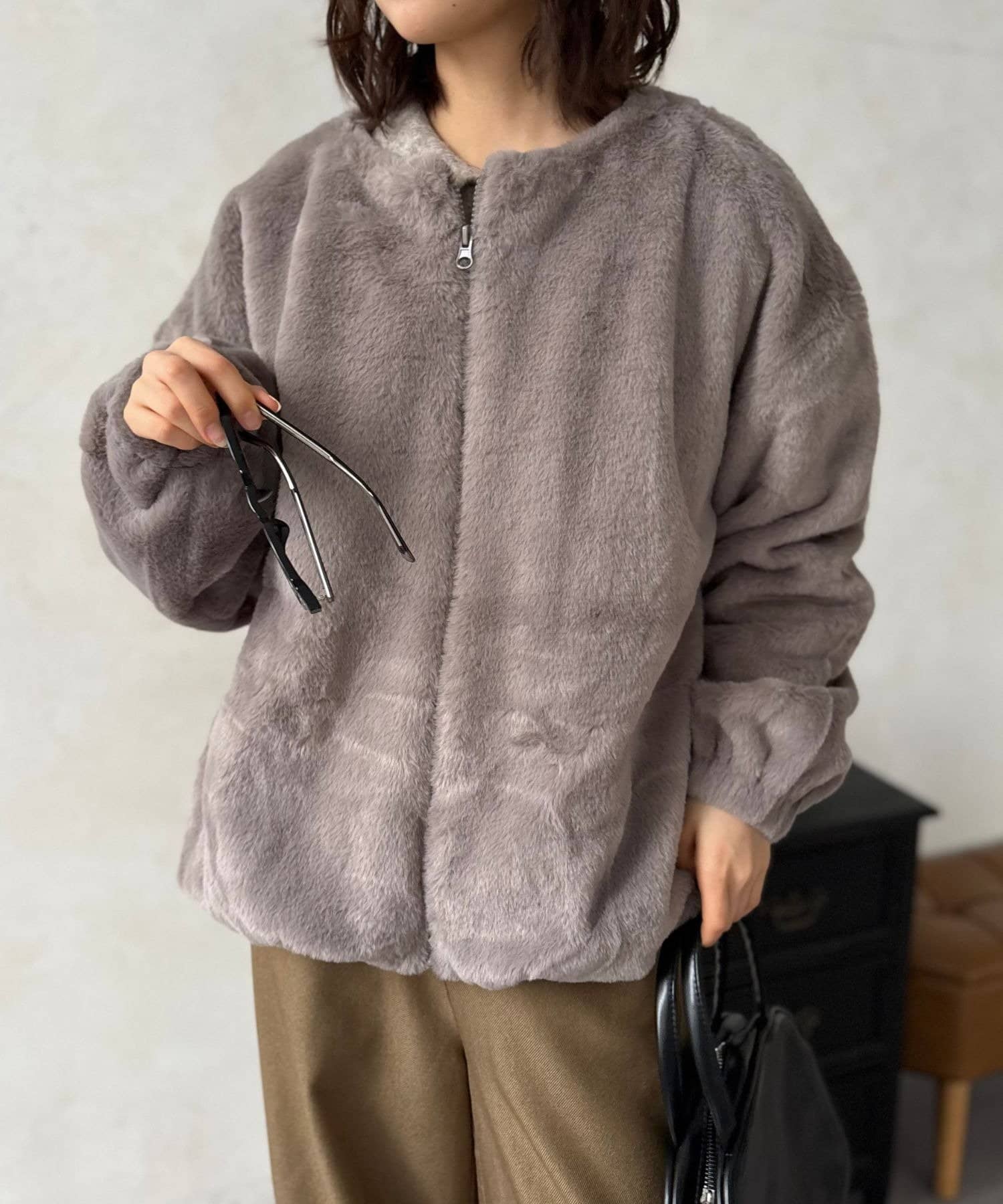 LOCUST(ローカスト) フェイクファーノーカラーブルゾン