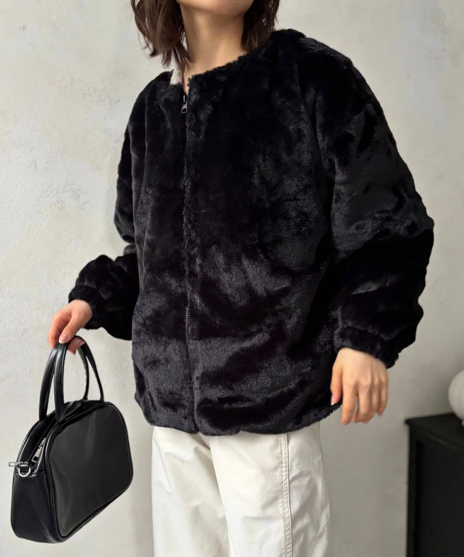 LOCUST(ローカスト) フェイクファーノーカラーブルゾン