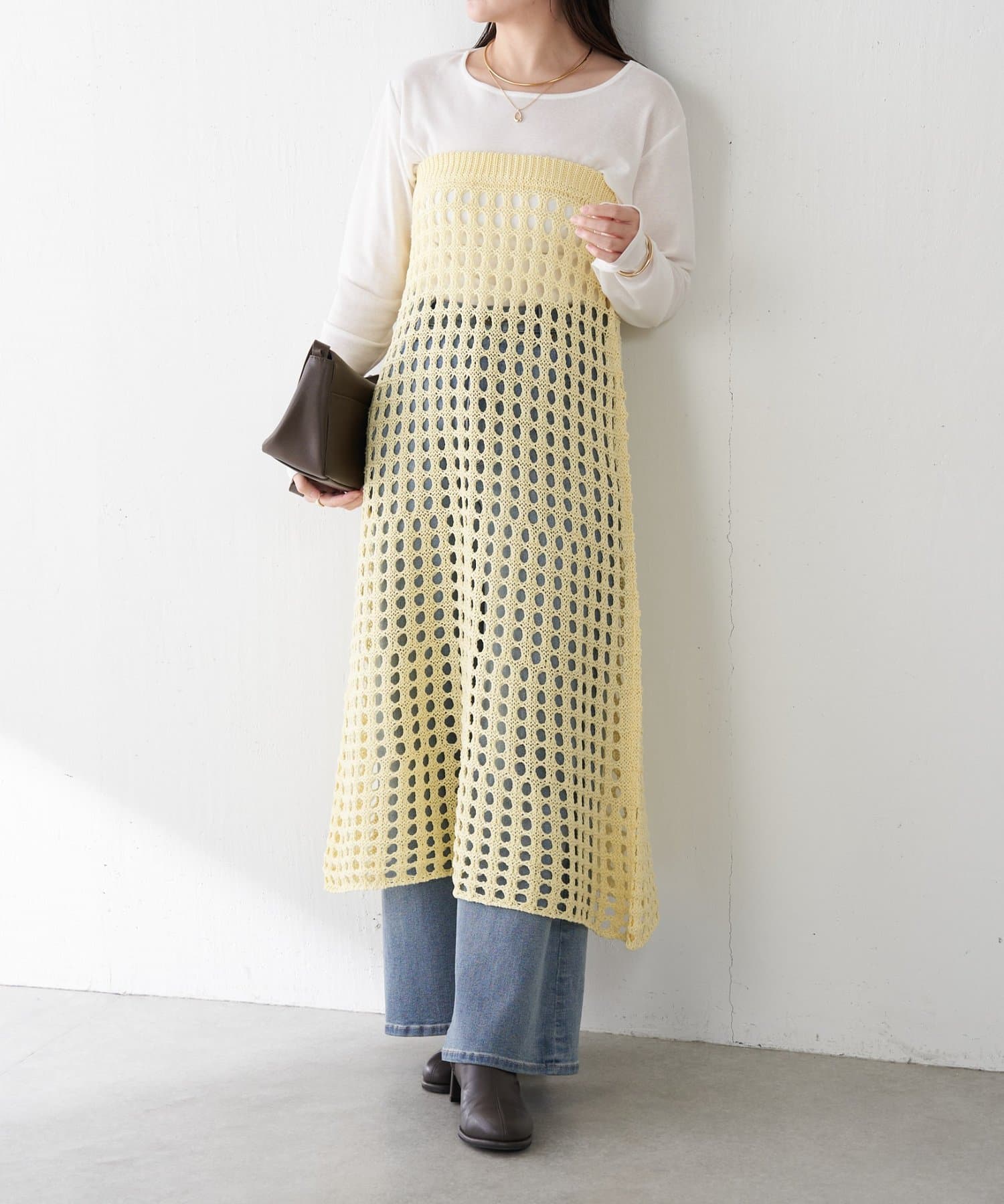 COLLAGE GALLARDAGALANTE(コラージュ ガリャルダガランテ) 【マルチに使える】透かし編みロングスカート