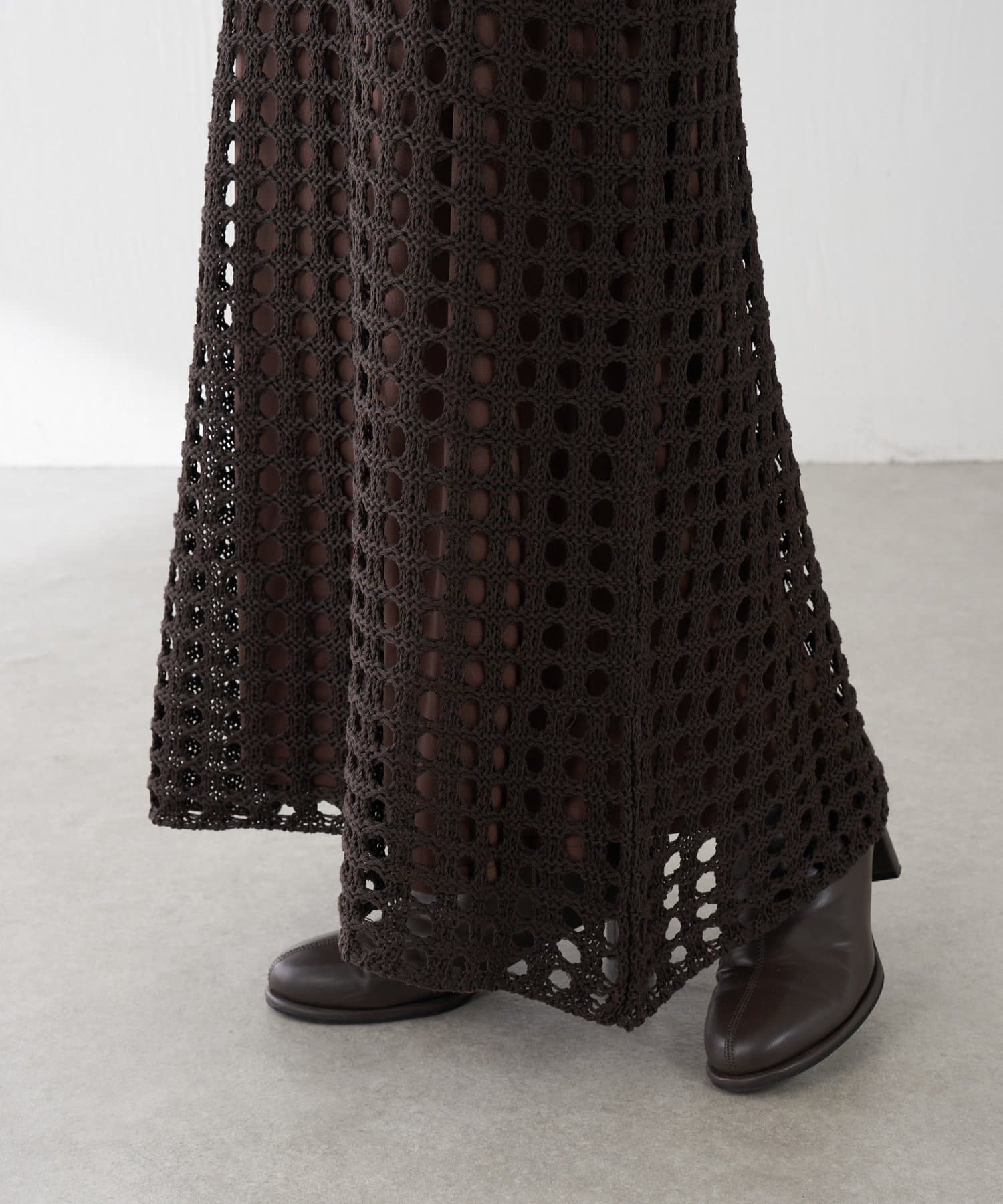 COLLAGE GALLARDAGALANTE(コラージュ ガリャルダガランテ) 【マルチに使える】透かし編みロングスカート