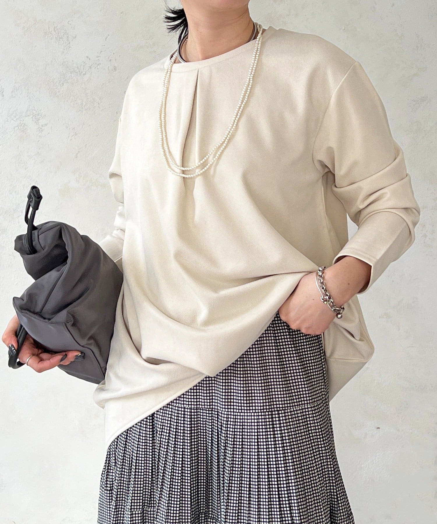 Croisiere(クロジエール) ストレッチツイル起毛プルオーバー