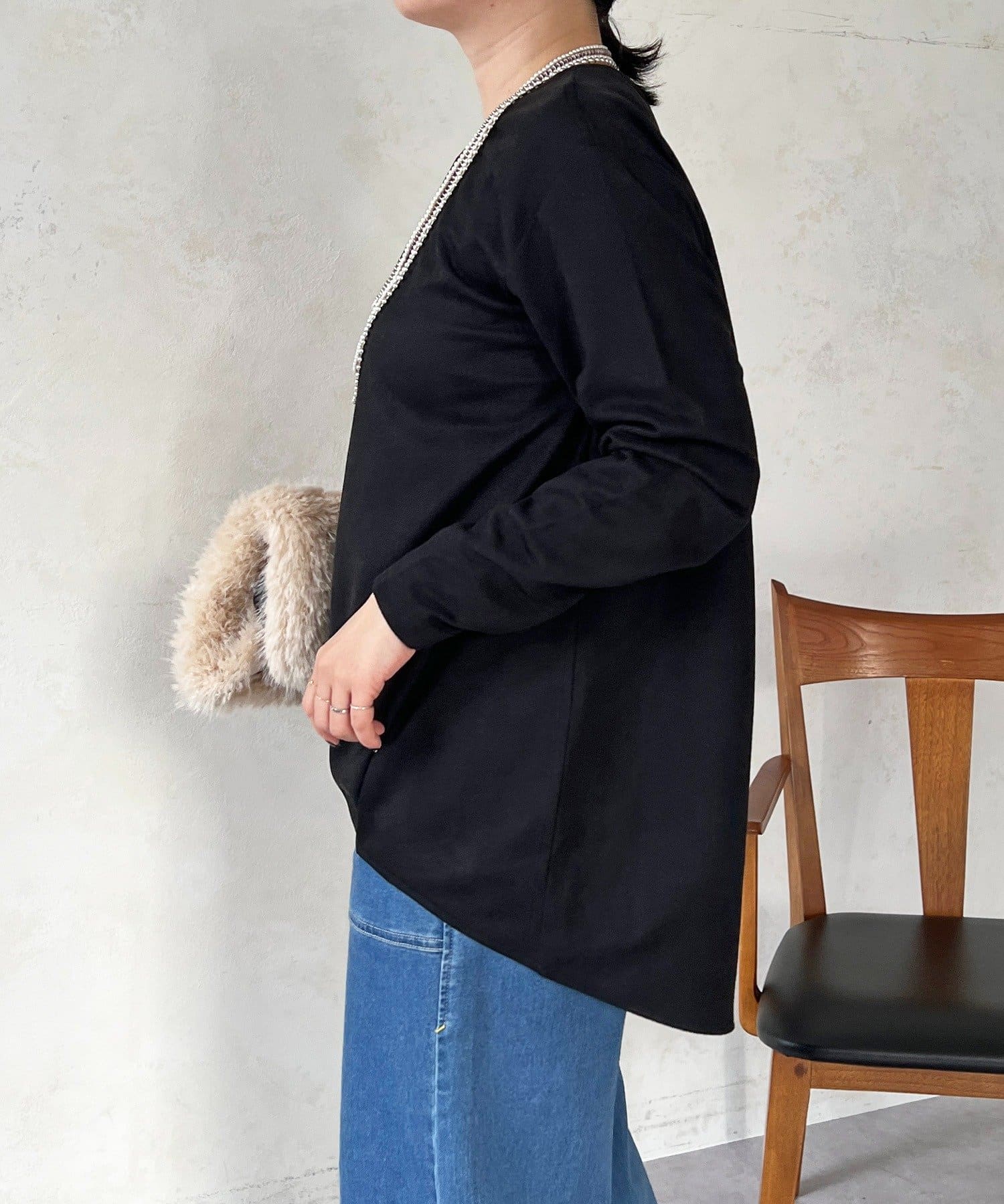 Croisiere(クロジエール) ストレッチツイル起毛プルオーバー