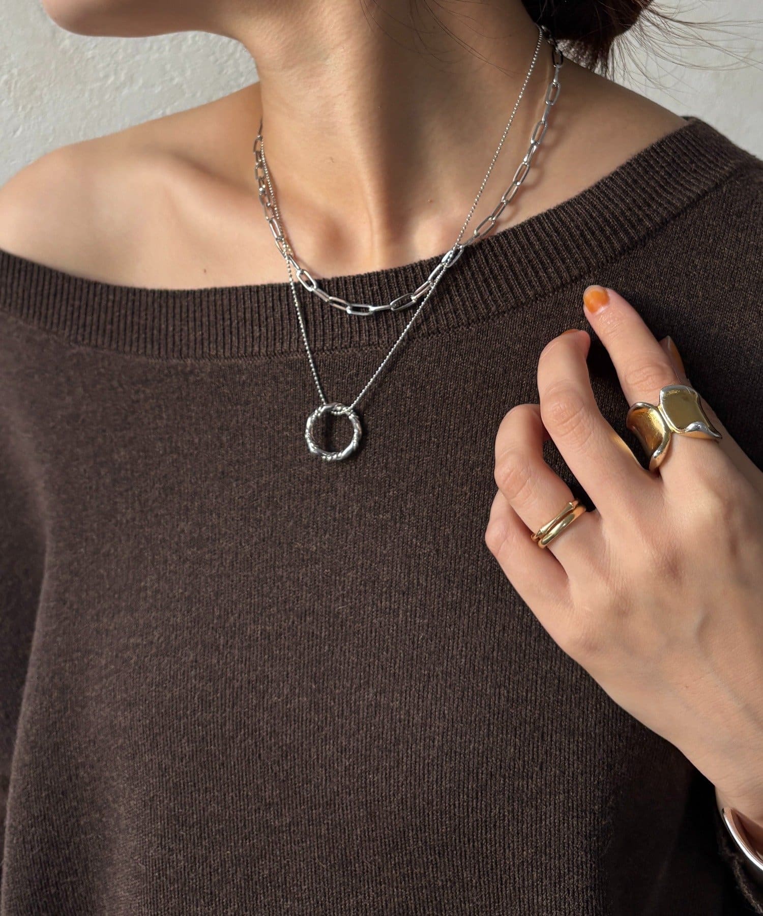 DOUDOU(ドゥドゥ) デザインチェーンレイヤードネックレス