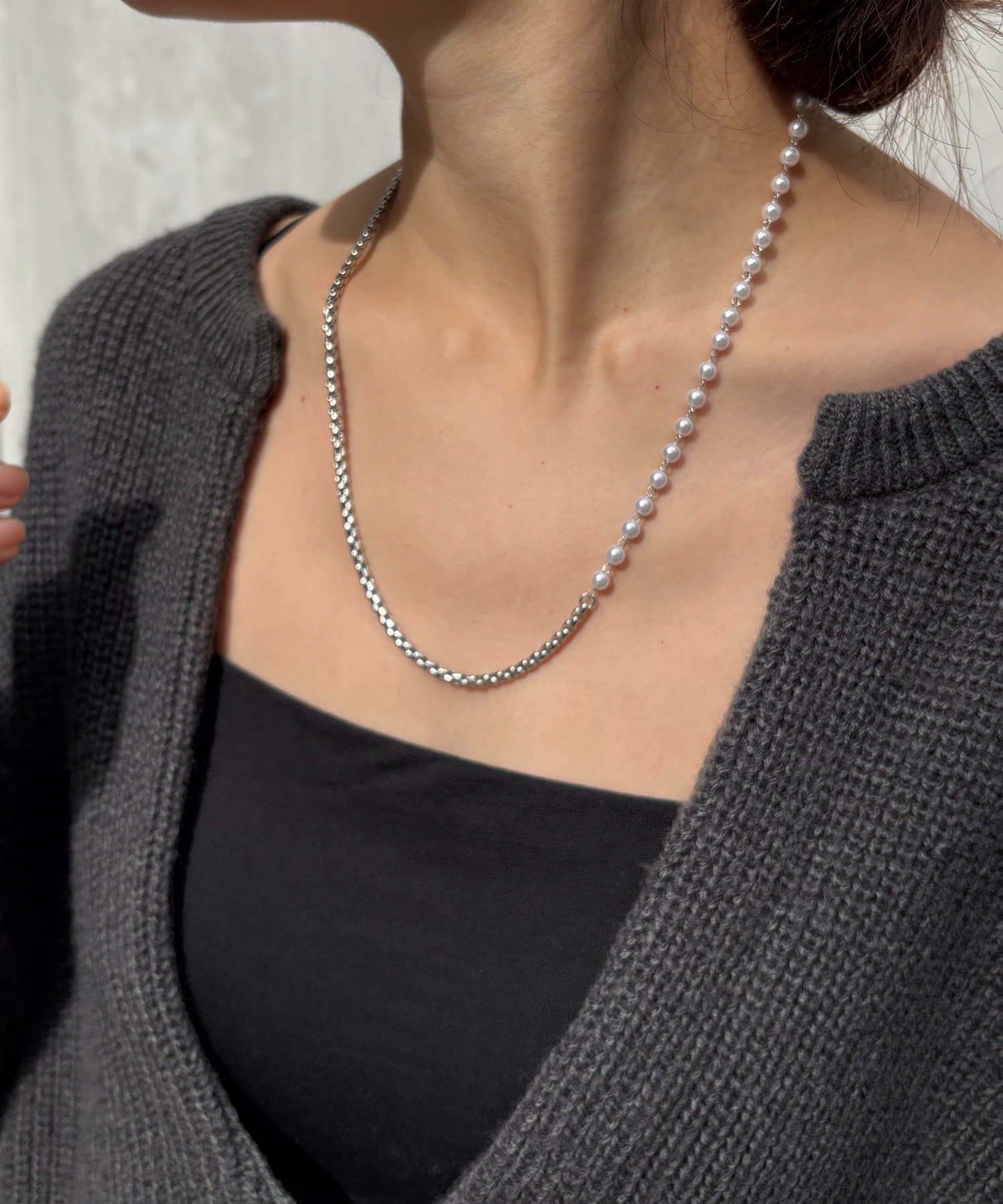 DOUDOU(ドゥドゥ) パール×チェーンネックレス