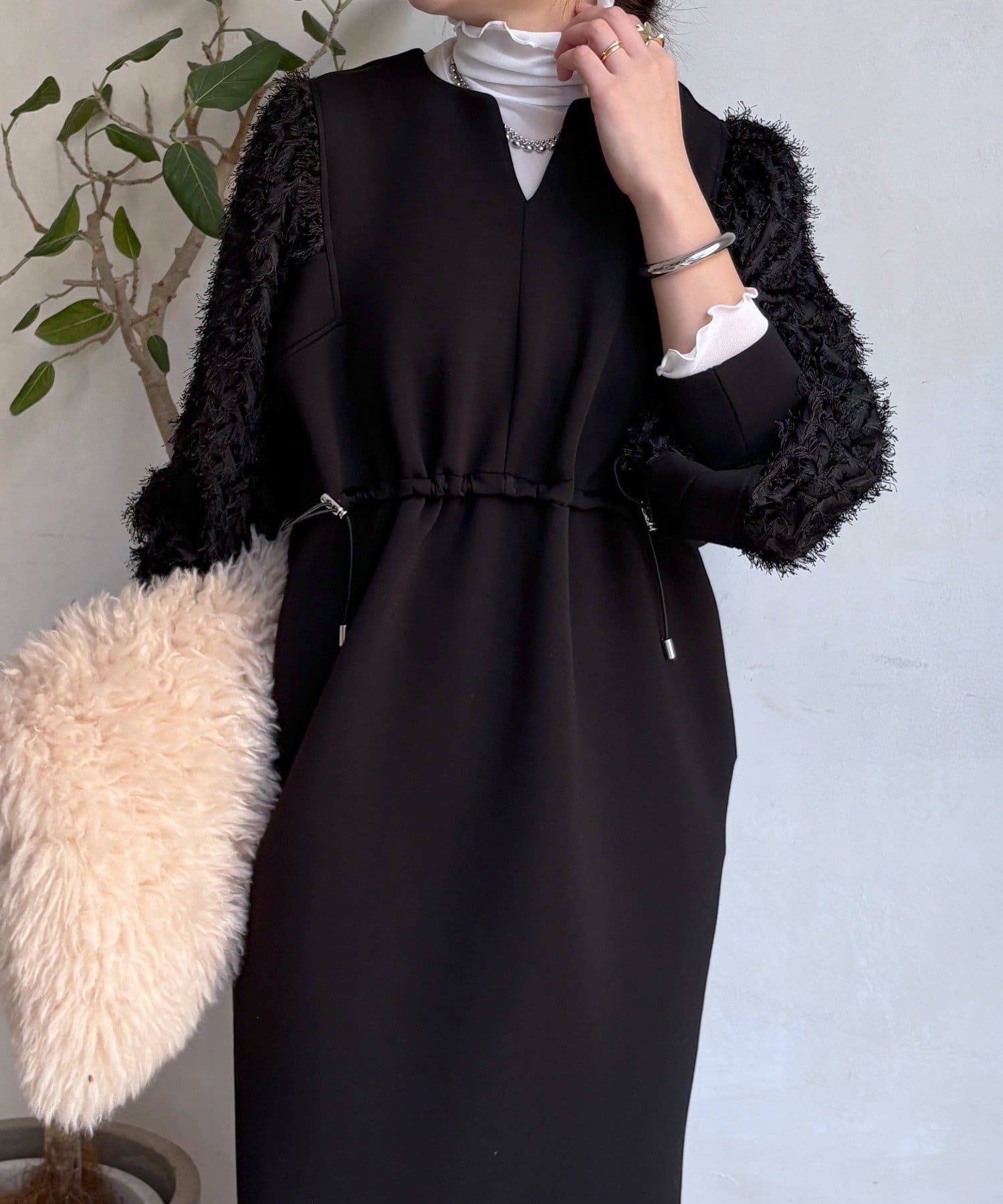 DOUDOU(ドゥドゥ) 【WEB限定】ダンボールレース切替ワンピース