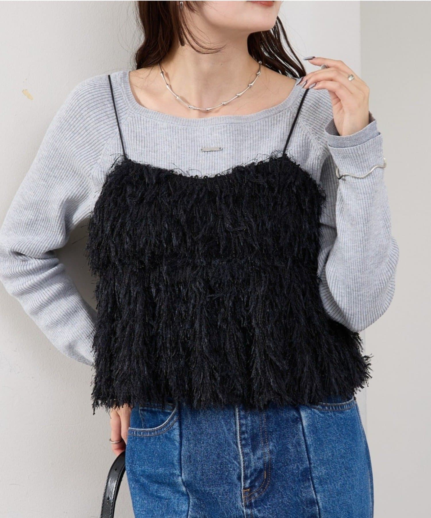 mystic(ミスティック) フェザーフリンジ キャミビスチェ