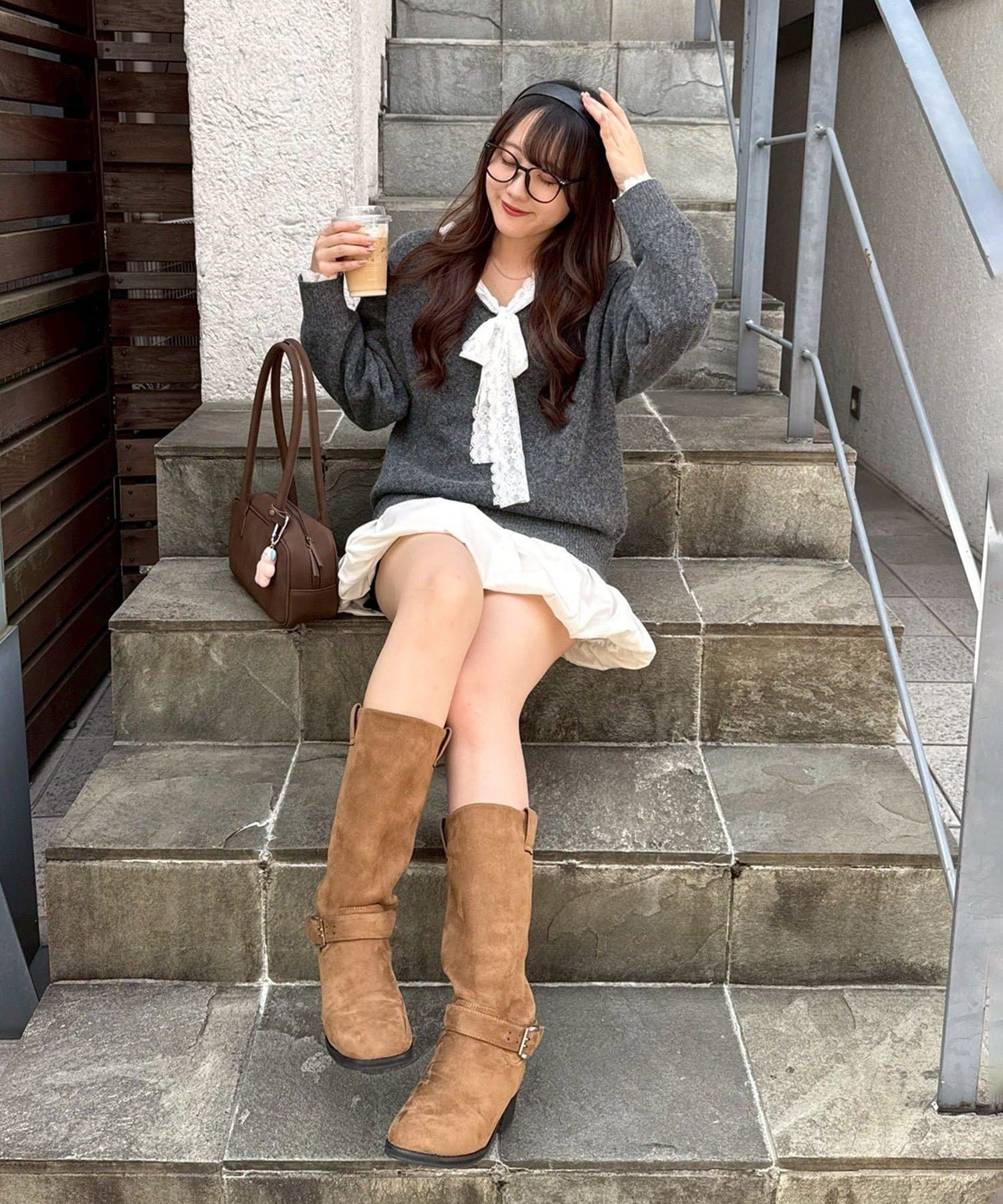 NICE CLAUP / OLIVE des OLIVE OUTLET(ナイスクラップ  / オリーブ デ オリーブ アウトレット) 【RMAF】レース裾バルーンミニワンピース