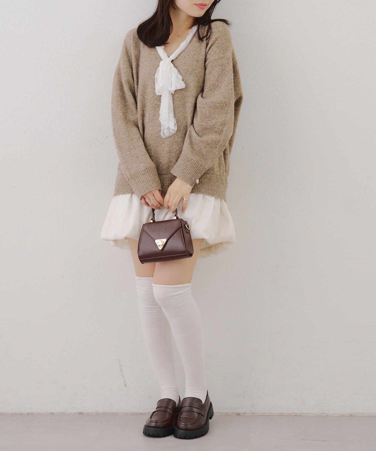 NICE CLAUP / OLIVE des OLIVE OUTLET(ナイスクラップ  / オリーブ デ オリーブ アウトレット) 【RMAF】レース裾バルーンミニワンピース