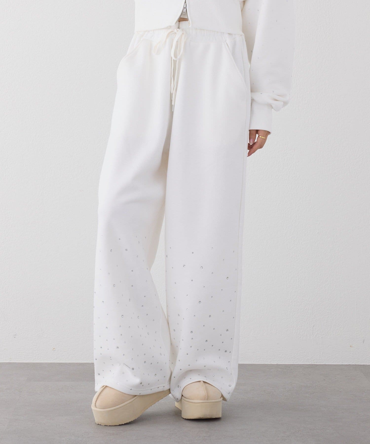 one after another NICE CLAUP(ワンアフターアナザー ナイスクラップ) 【セットアップ可能】ビジューカットパンツ