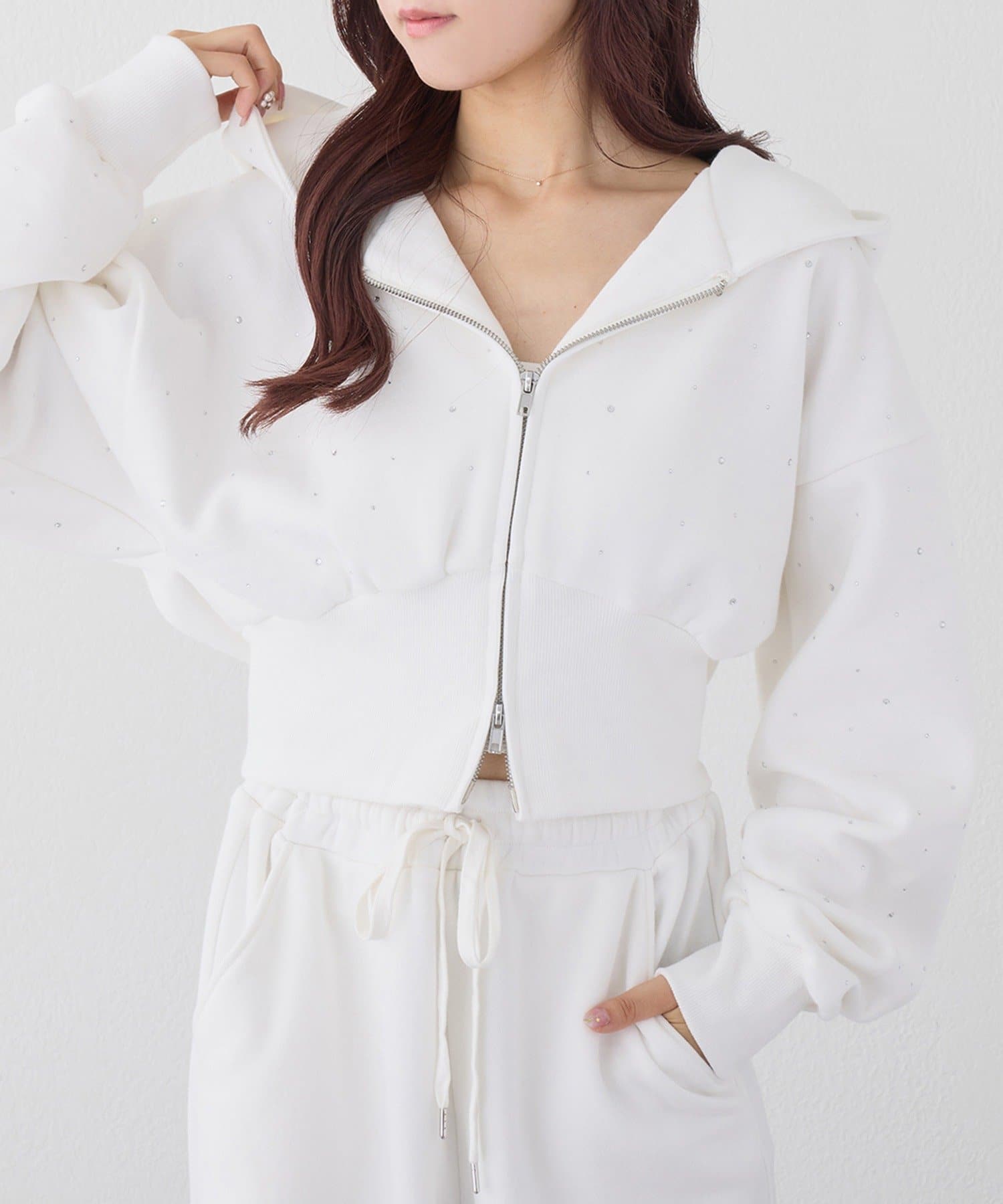 one after another NICE CLAUP(ワンアフターアナザー ナイスクラップ) 【セットアップ可能】ビジューパーカー