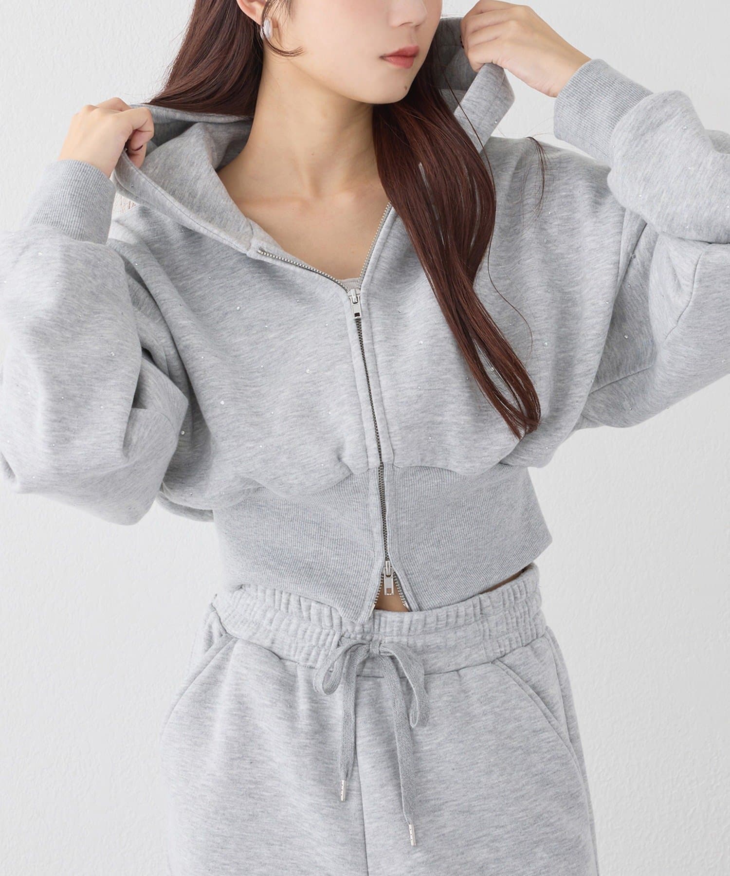 one after another NICE CLAUP(ワンアフターアナザー ナイスクラップ) 【セットアップ可能】ビジューパーカー