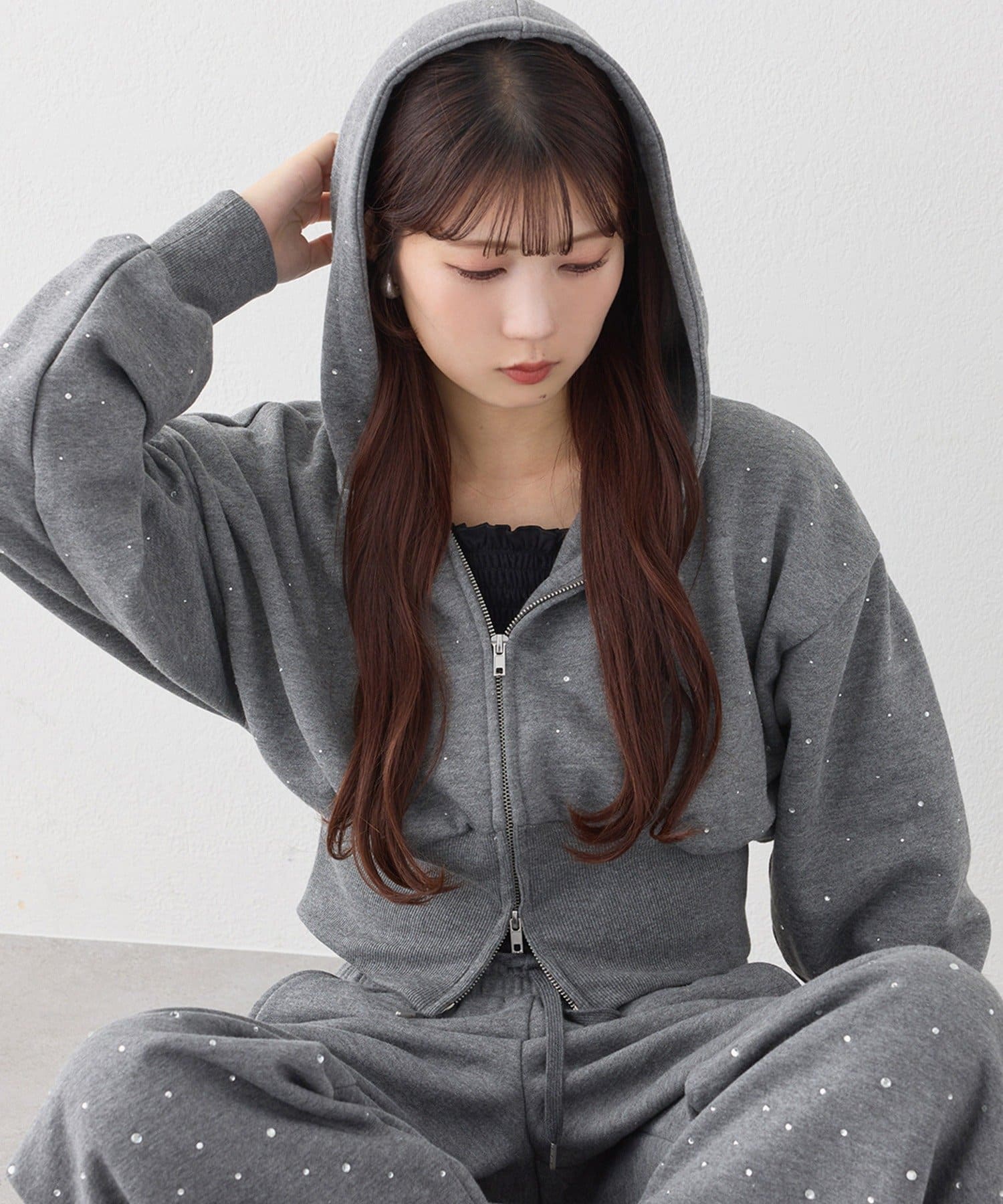 one after another NICE CLAUP(ワンアフターアナザー ナイスクラップ) 【セットアップ可能】ビジューパーカー