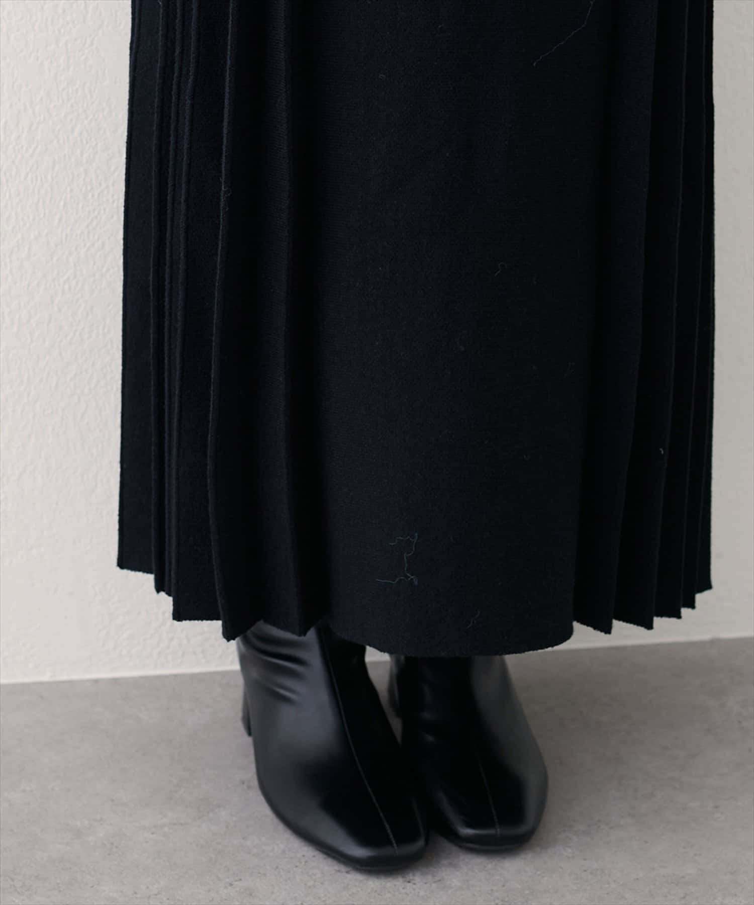 natural couture(ナチュラルクチュール) 【WEB限定】フロント釦ニットプリーツスカート