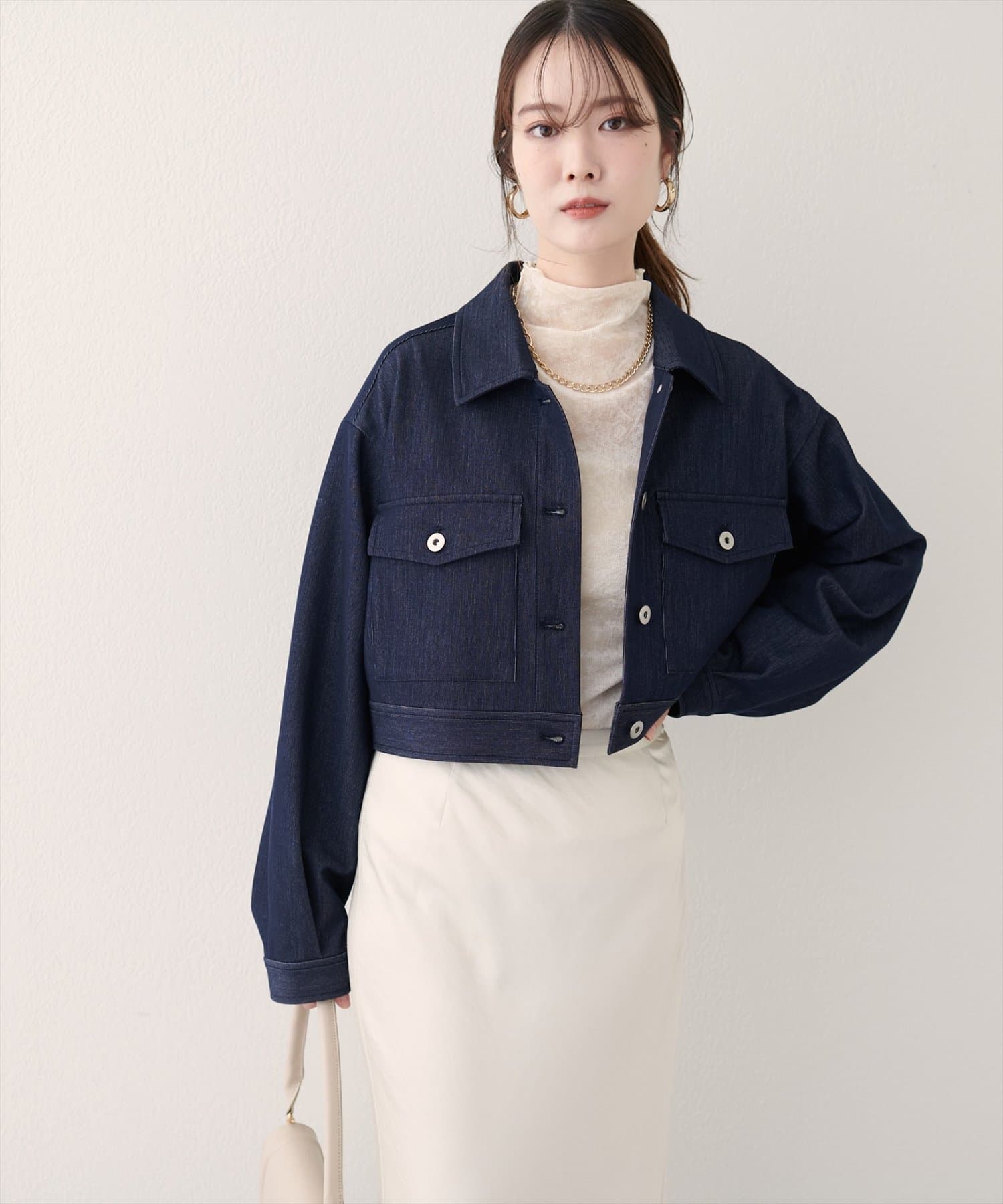 natural couture(ナチュラルクチュール) クロップドシャツブルゾン