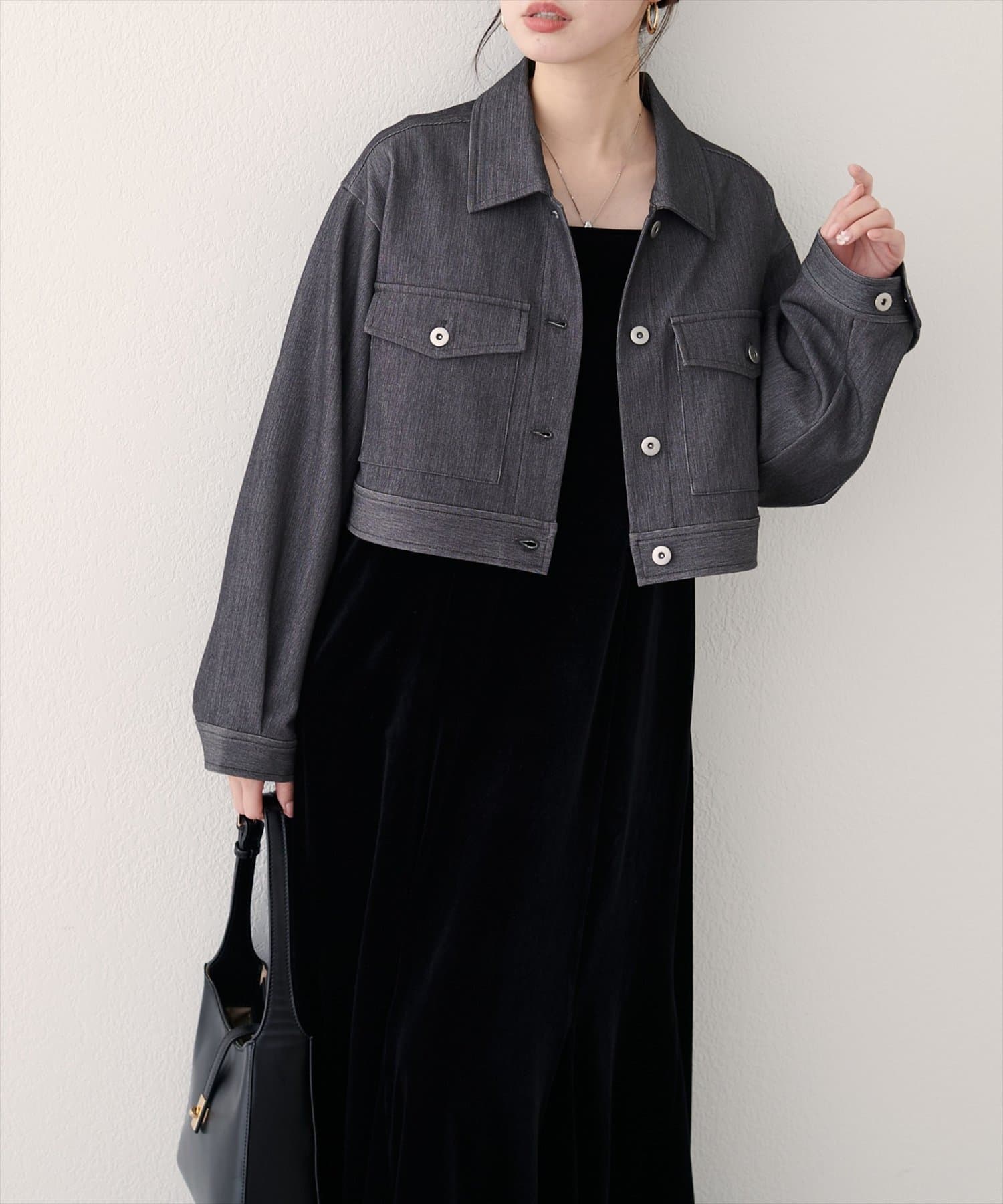 natural couture(ナチュラルクチュール) クロップドシャツブルゾン