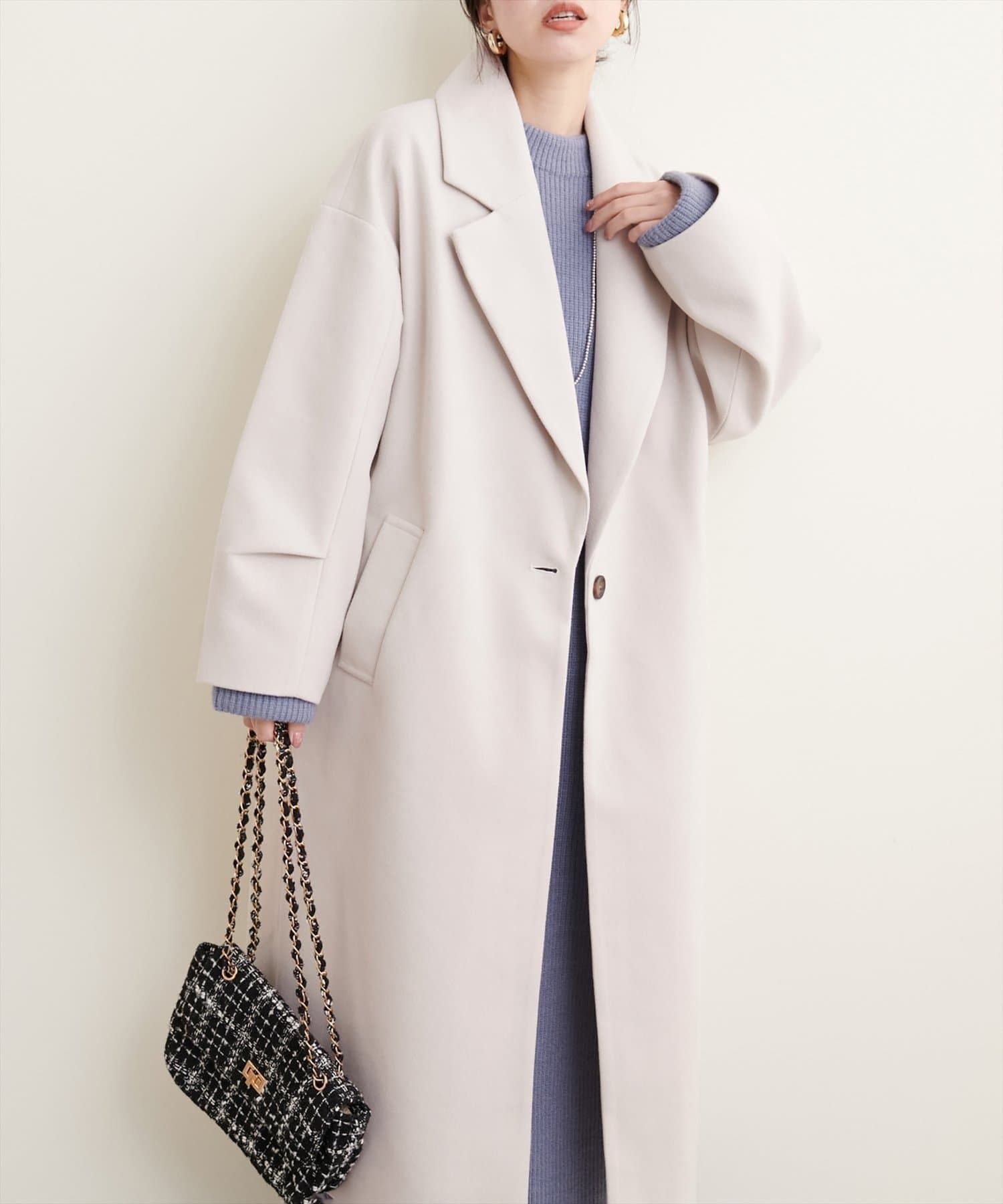 natural couture(ナチュラルクチュール) ニットモッサ袖タックチェスターコート