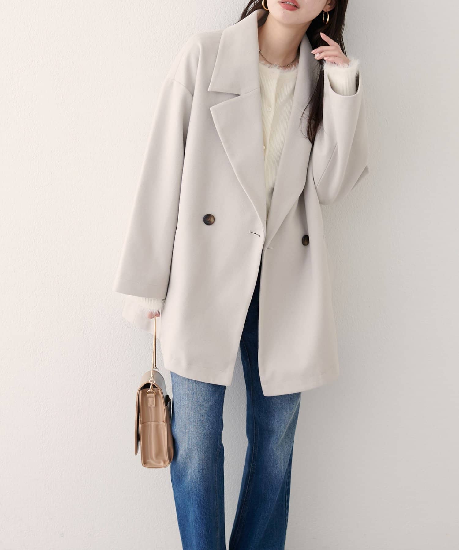 natural couture(ナチュラルクチュール) ニットモッサミドル丈テーラーコート