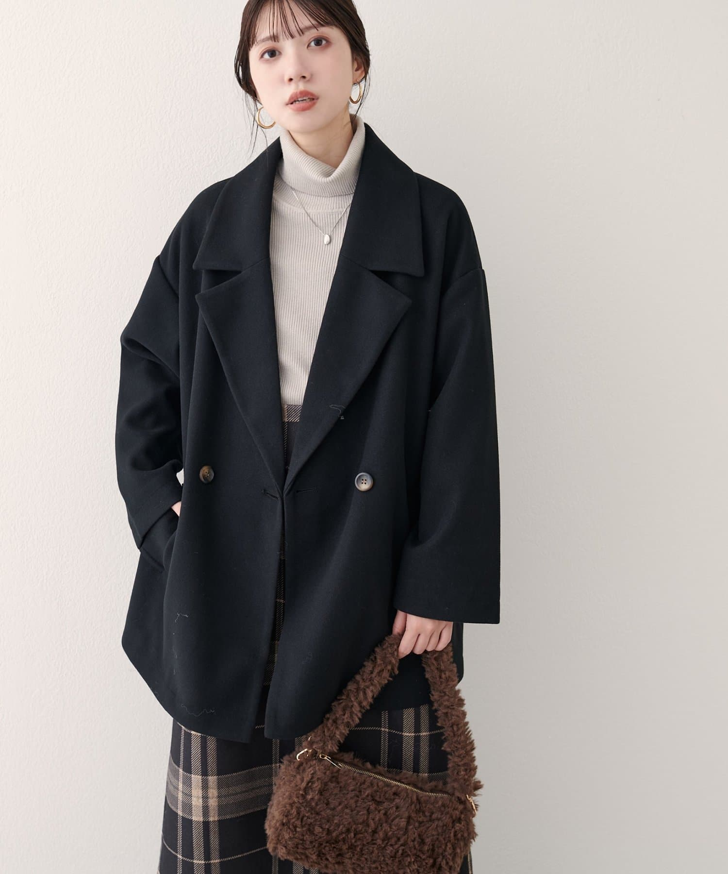 natural couture(ナチュラルクチュール) ニットモッサミドル丈テーラーコート
