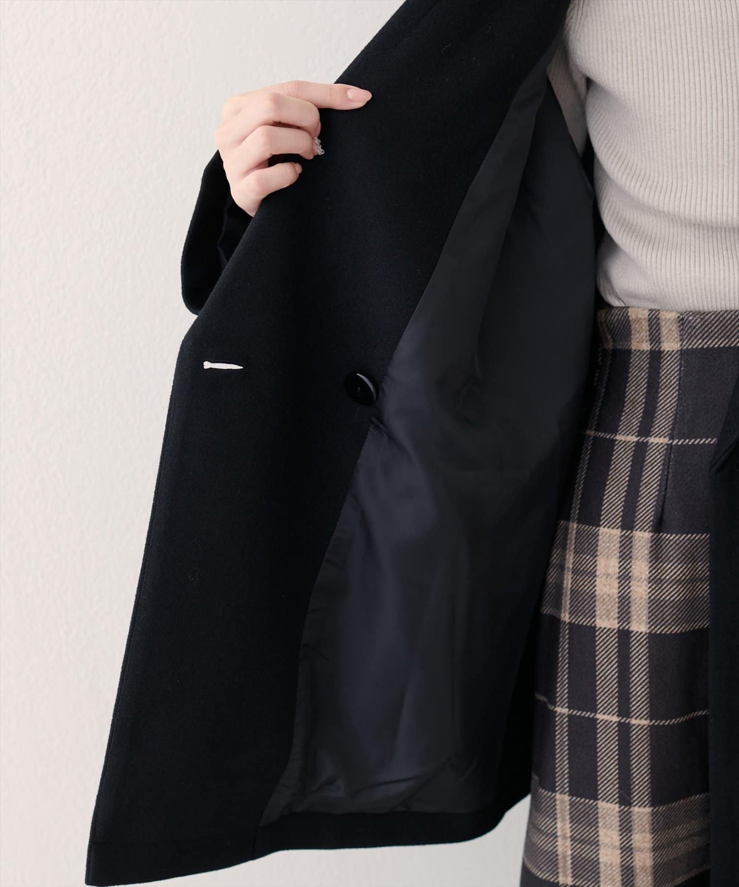 natural couture(ナチュラルクチュール) ニットモッサミドル丈テーラーコート
