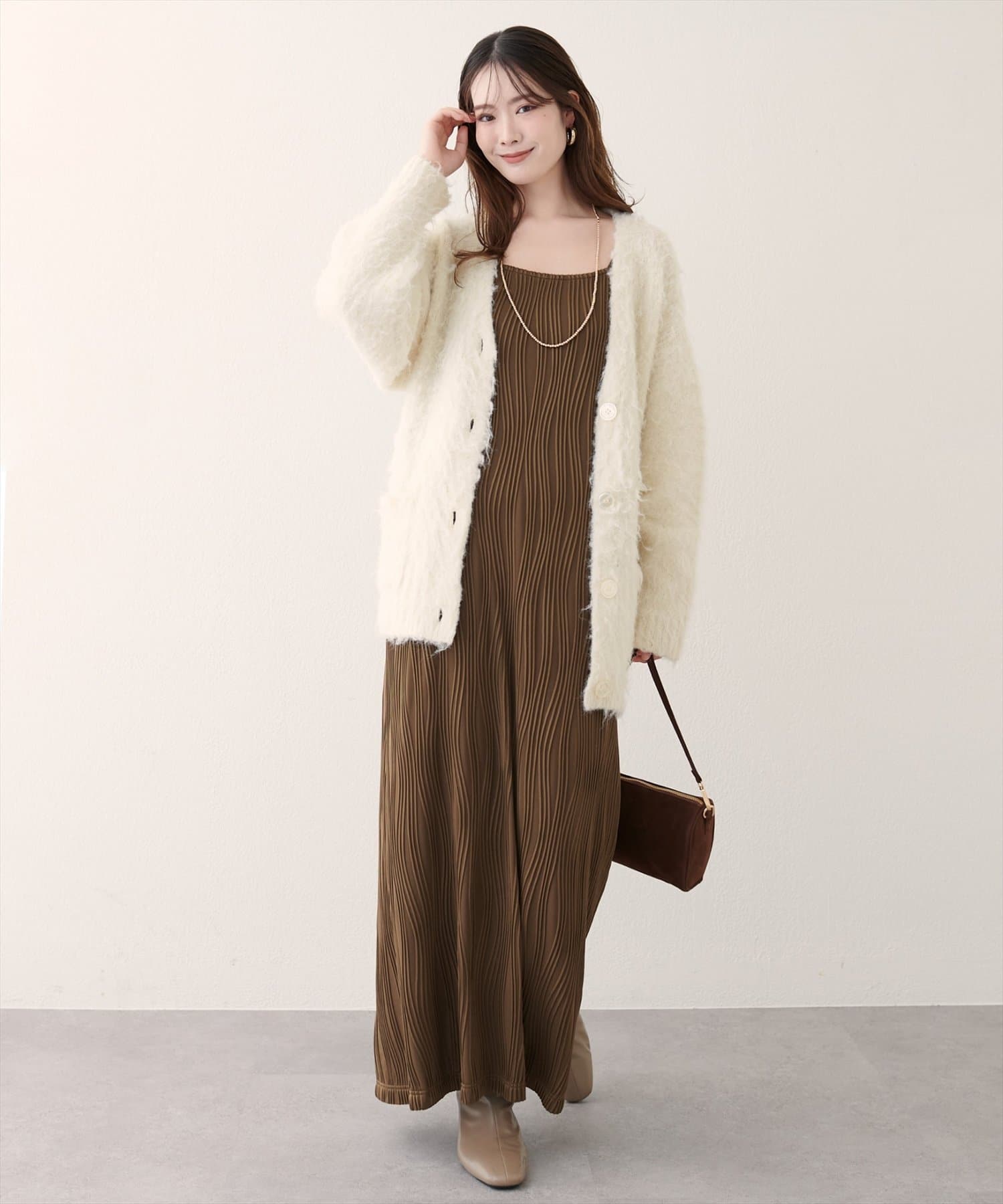 natural couture(ナチュラルクチュール) 【WEB限定】流線ストライプナローワンピース