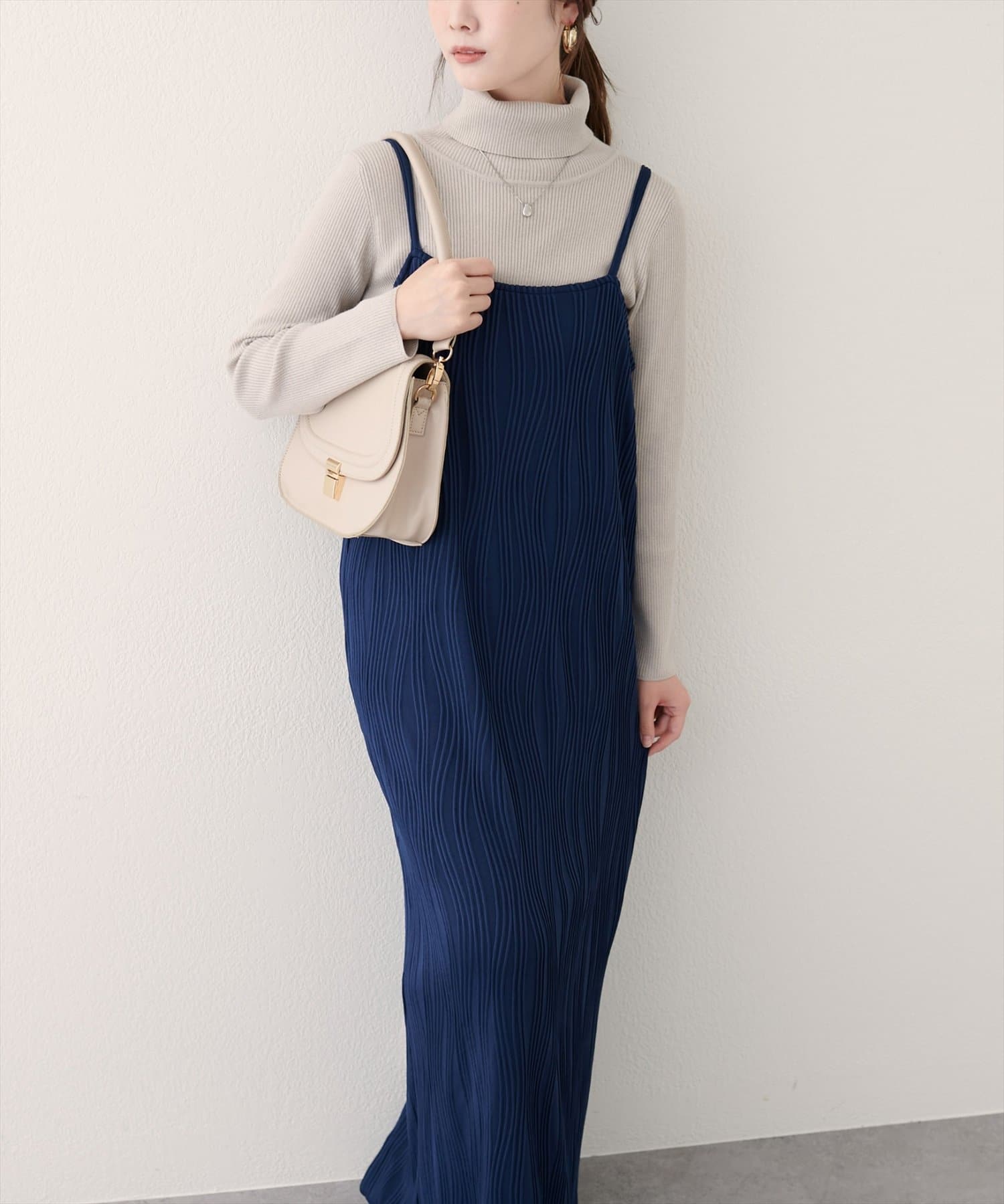 natural couture(ナチュラルクチュール) 【WEB限定】流線ストライプナローワンピース