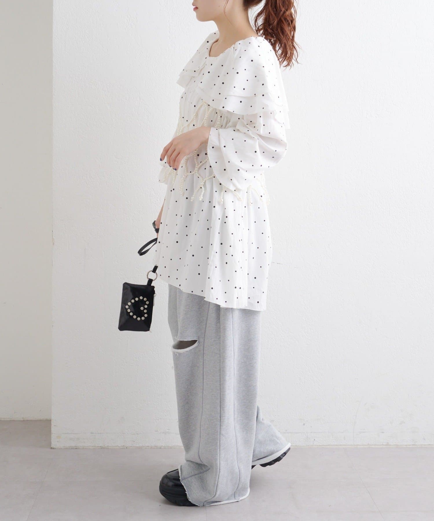 w closet(ダブルクローゼット) 【一枚で主役級♡】Wフリルチュニックブラウス