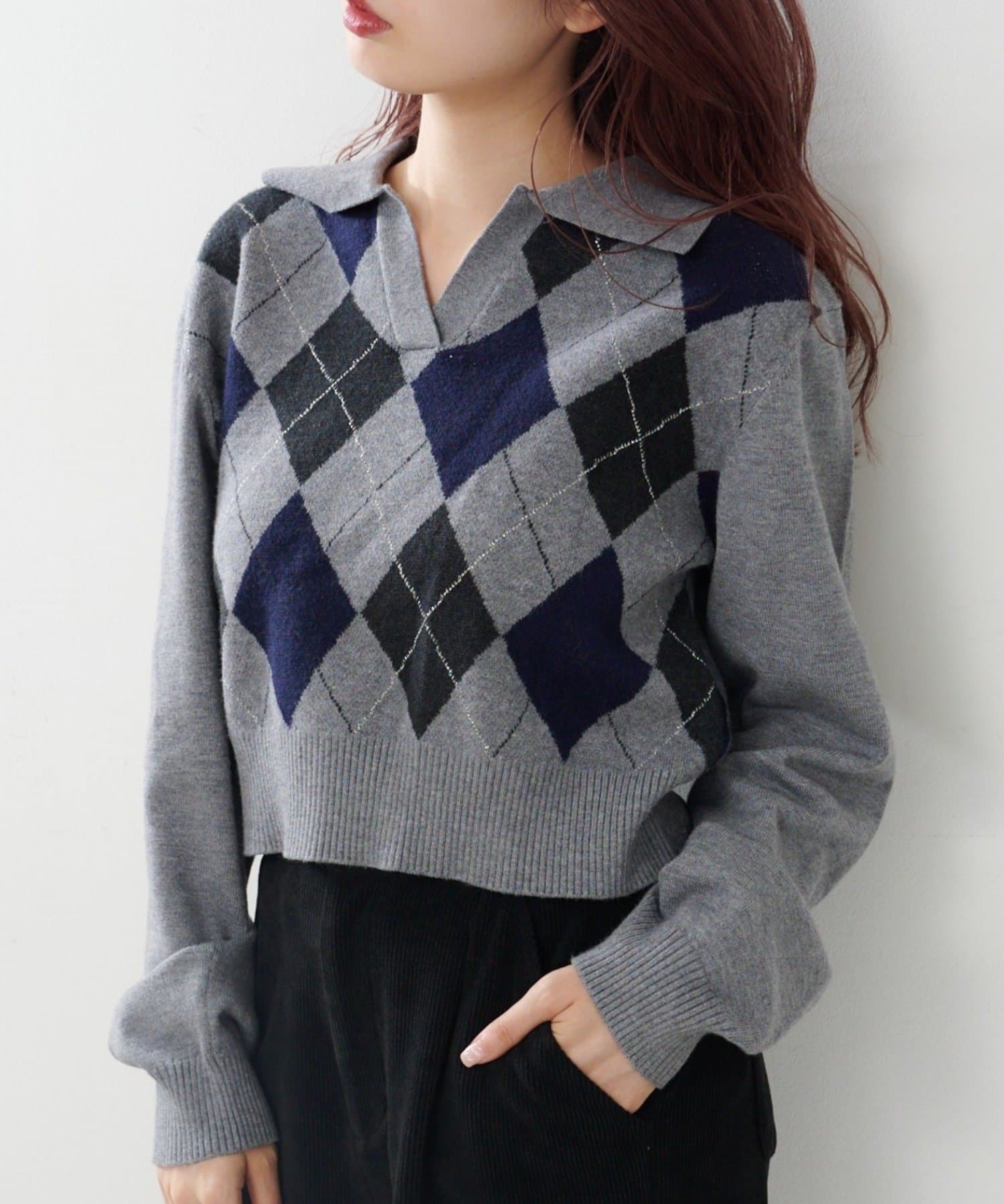 Kastane(カスタネ) アーガイルスキッパーニット