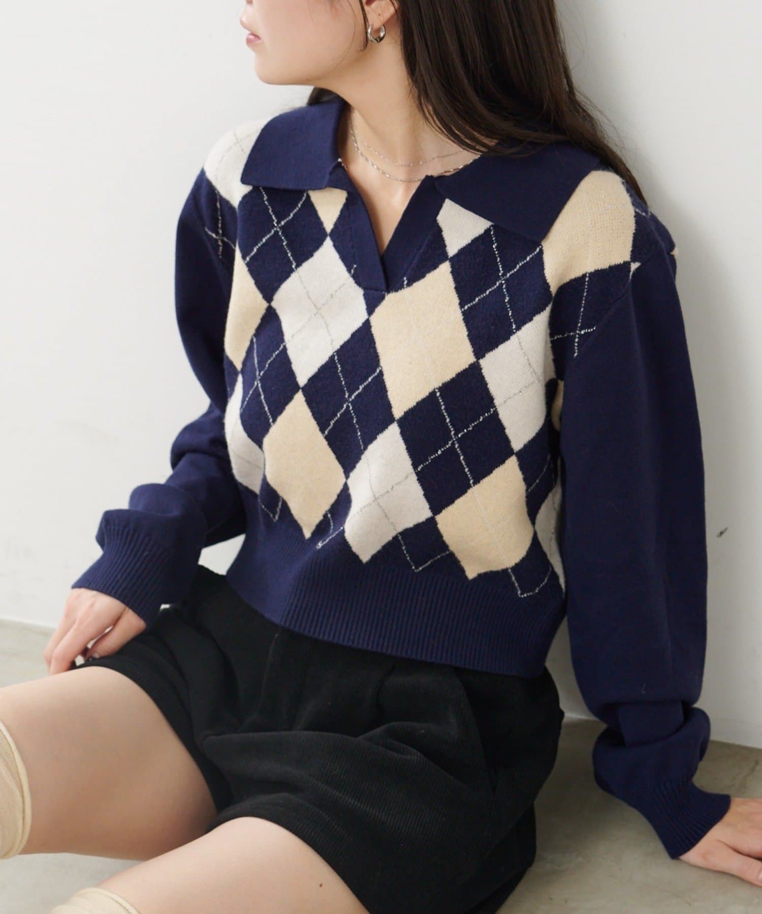 Kastane(カスタネ) アーガイルスキッパーニット