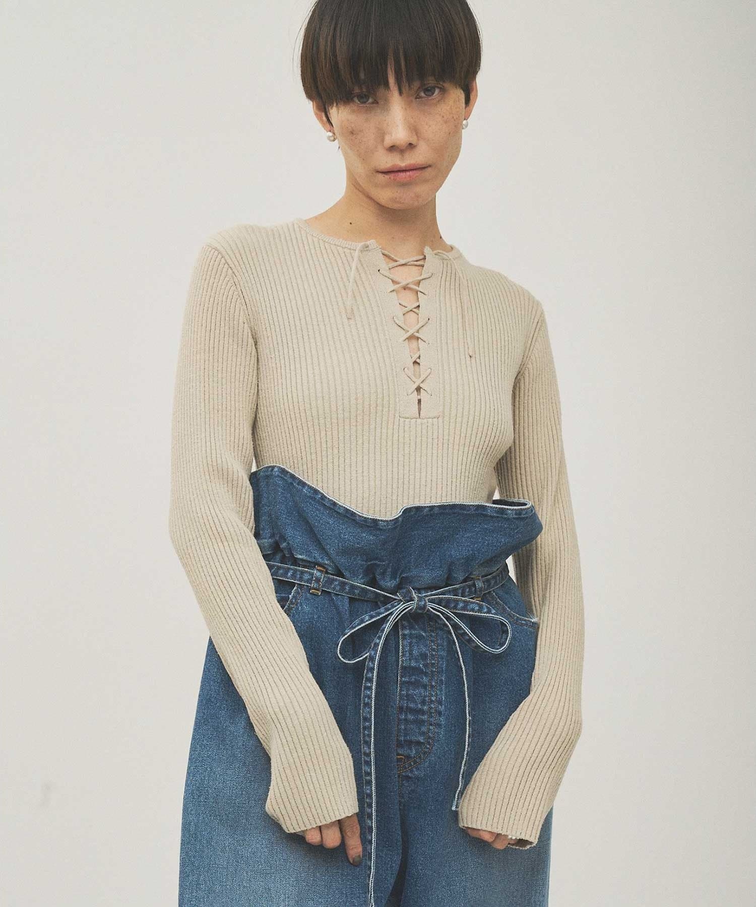 Whim Gazette(ウィム ガゼット) RAW SILKレースアッププルオーバー