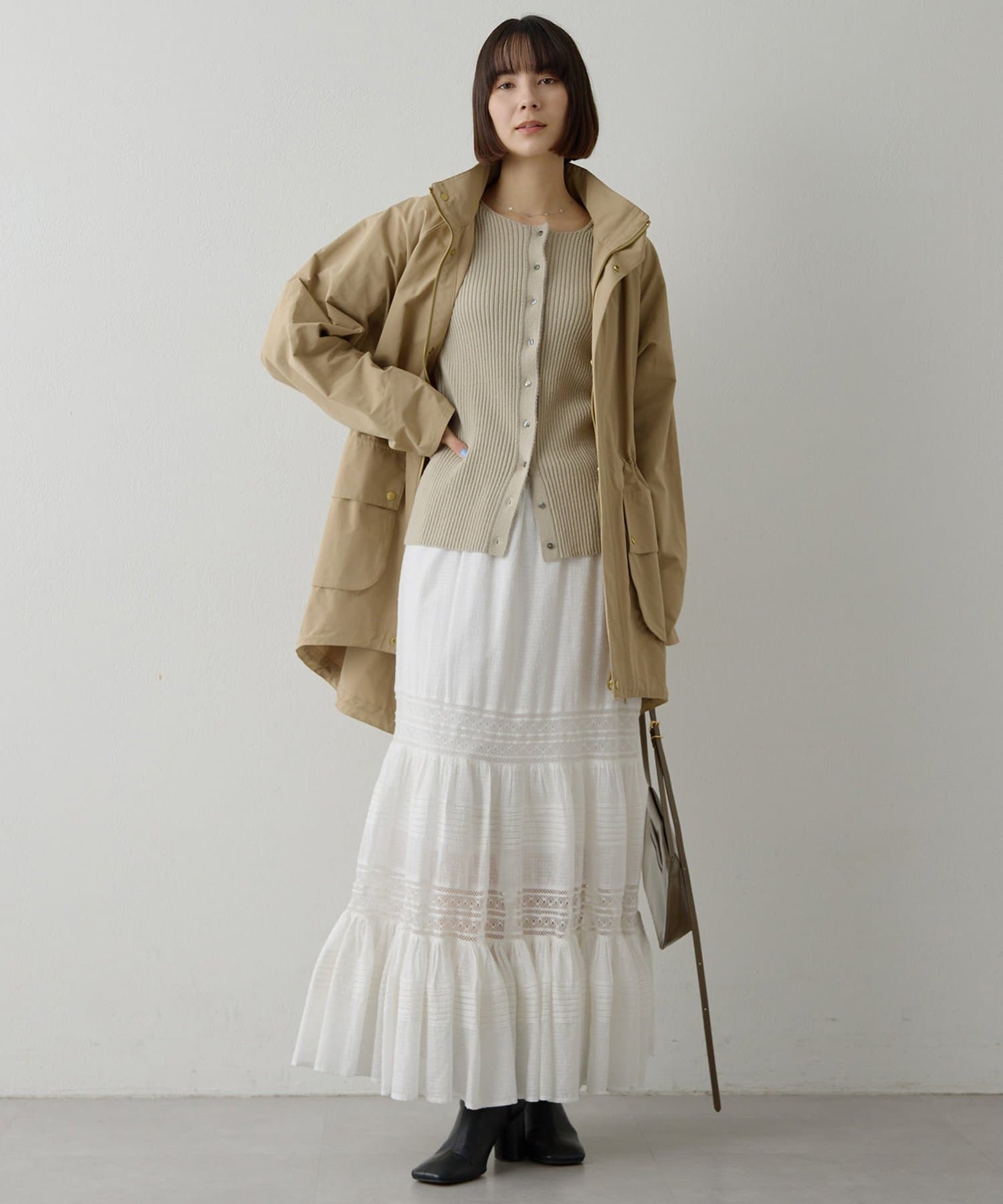 Whim Gazette(ウィム ガゼット) RAW SILK リブカーディガン