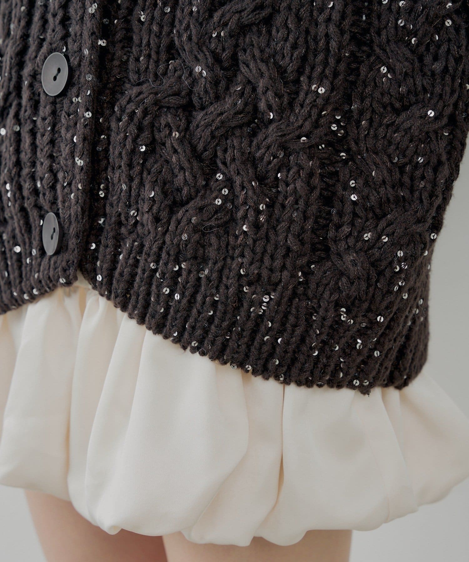 Chico(チコ) スパンコールケーブルルーズカーディガン