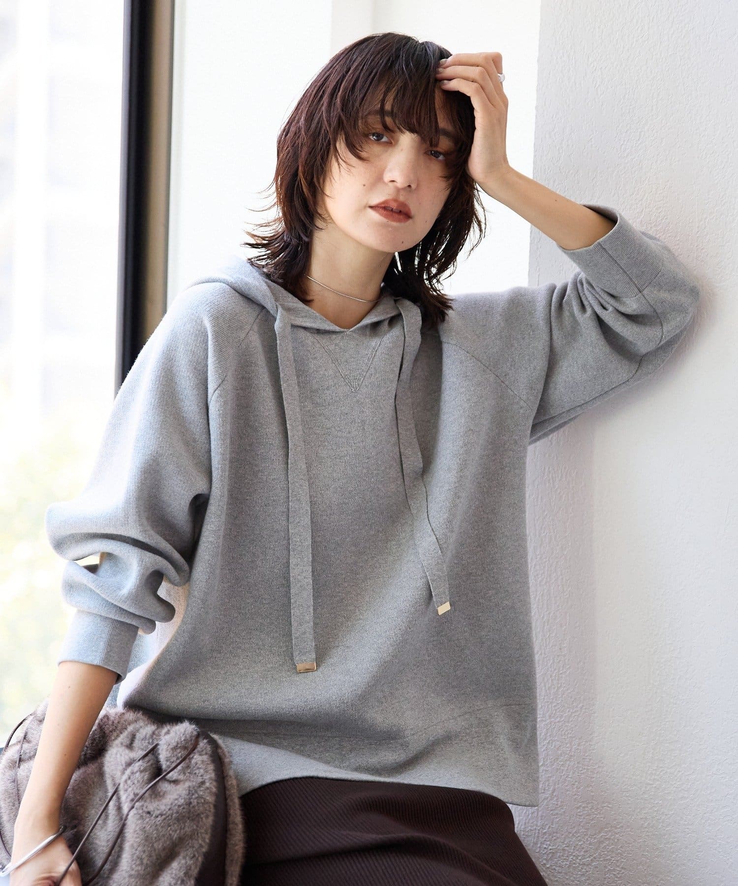 RIVE DROITE(リヴドロワ) 予約【ロングシーズン活躍】スエットライクフーディニット