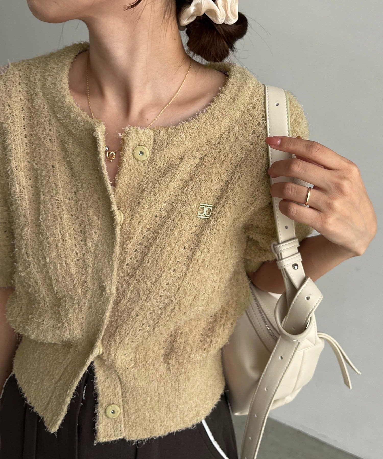 OUTLET(アウトレット) 【CAPRICIEUX LE'MAGE】ミニフェザー半袖カーディガン