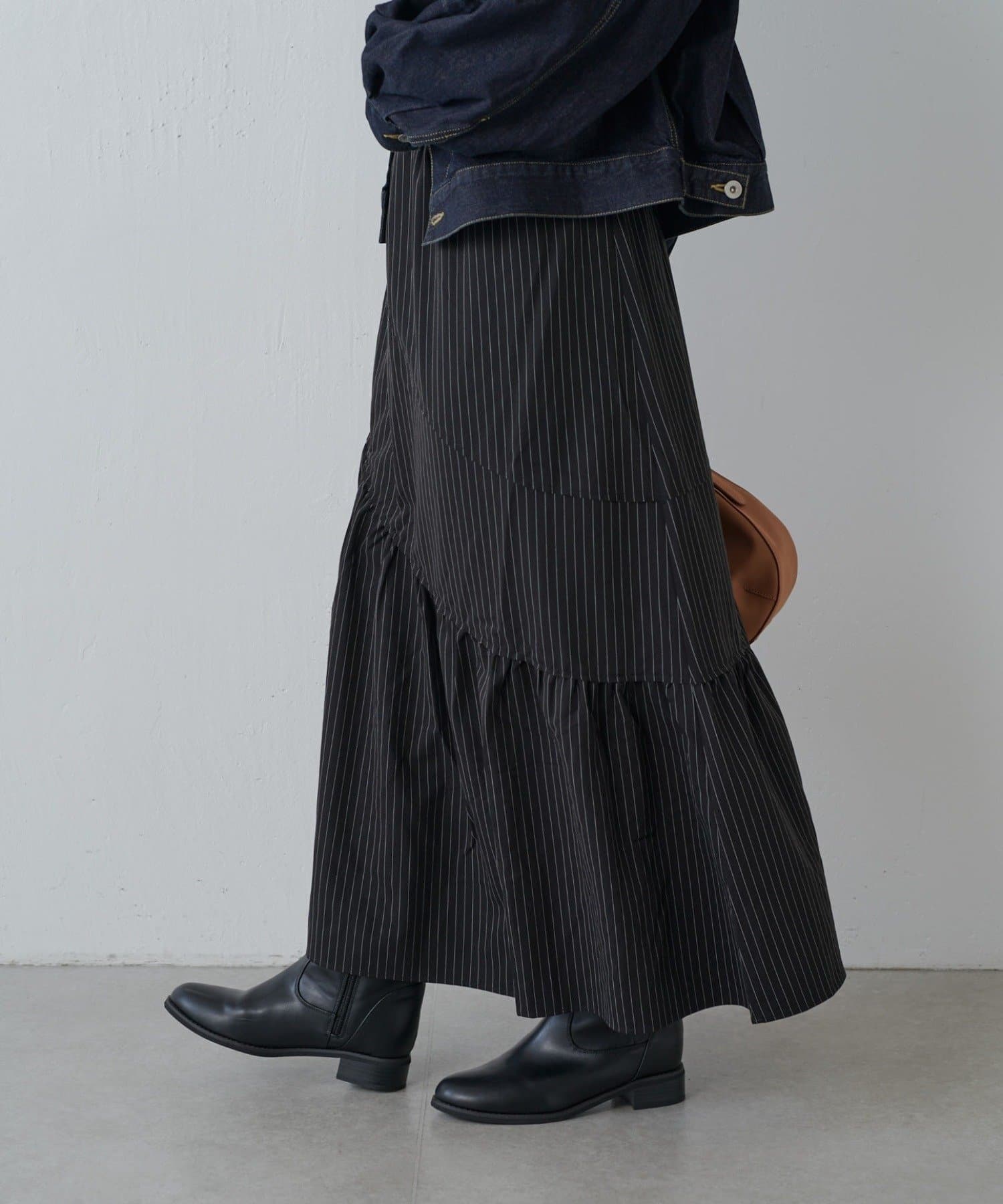 Lui's】ストライプカーブティアードスカート | OUTLET(アウトレット