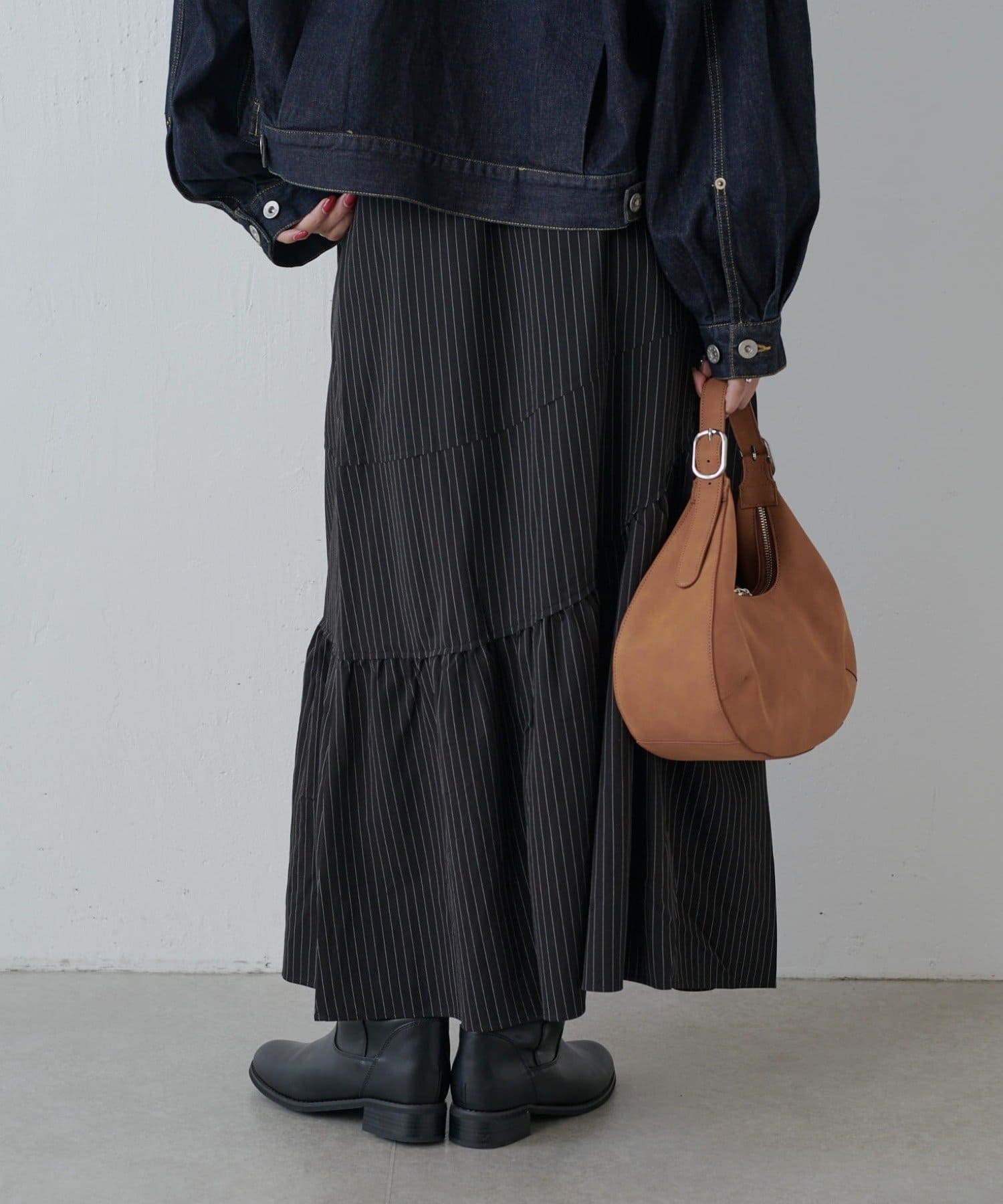 Lui's】ストライプカーブティアードスカート | OUTLET(アウトレット