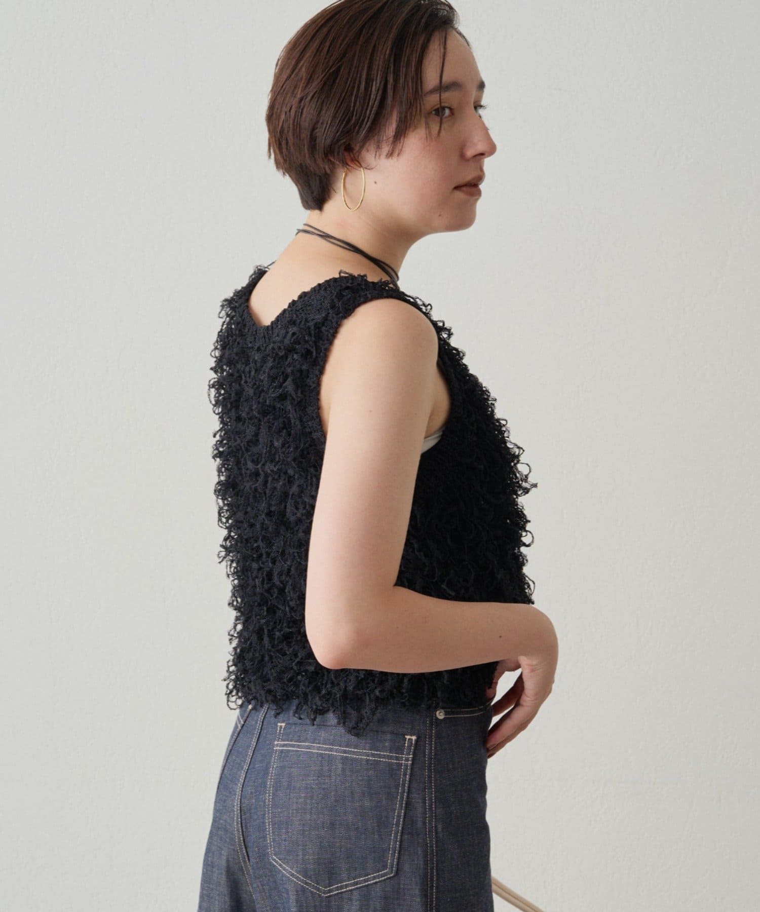 OUTLET(アウトレット) 【Loungedress】チュールループニットベスト
