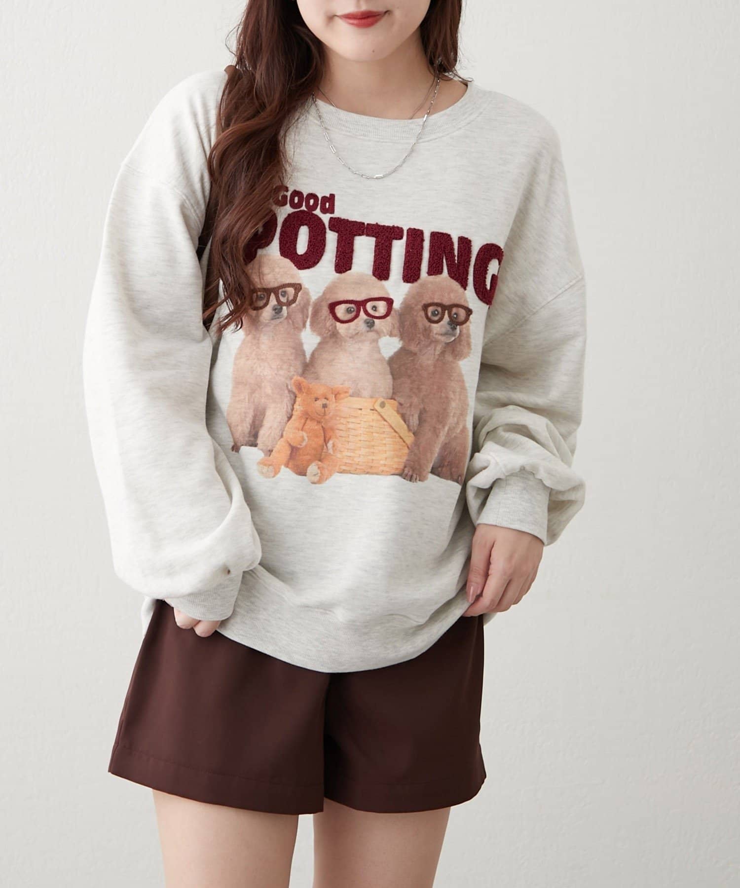 NICE CLAUP / OLIVE des OLIVE OUTLET(ナイスクラップ  / オリーブ デ オリーブ アウトレット) 【RMAF】3匹の子犬めがねスウェット