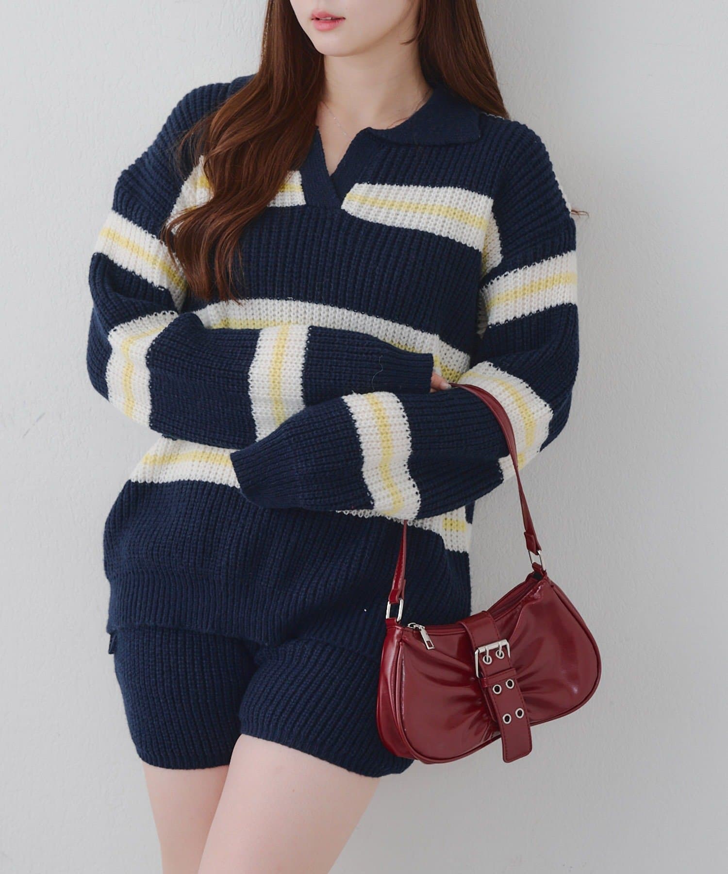 NICE CLAUP / OLIVE des OLIVE OUTLET(ナイスクラップ  / オリーブ デ オリーブ アウトレット) 2セット♪【RMAF】ボーダーポロニット&ニットショートパンツ