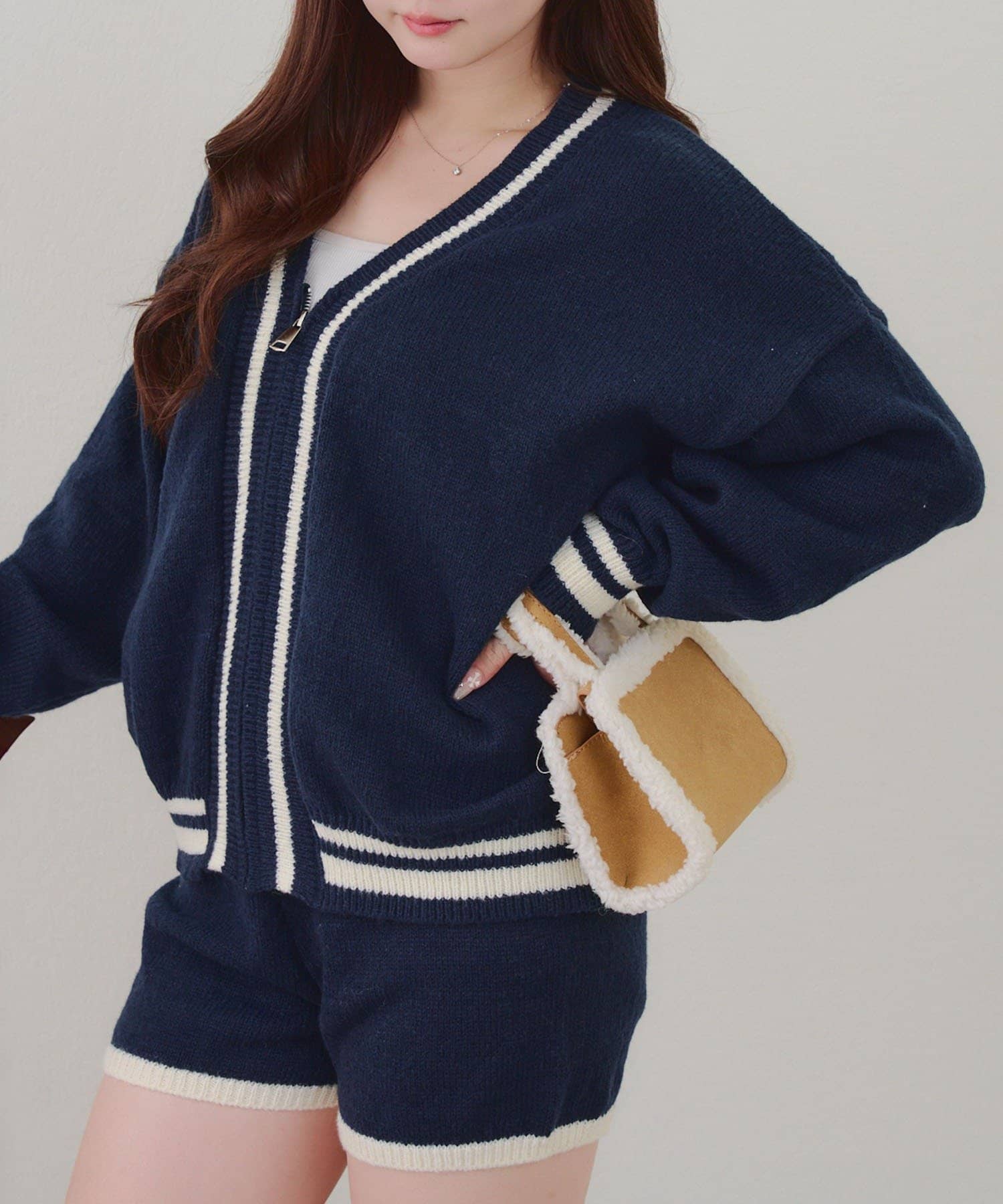 Remind me and forever(リマインドミーアンドフォーエバー) 【セットアップ】ジップカーデ＆ニットパンツセット