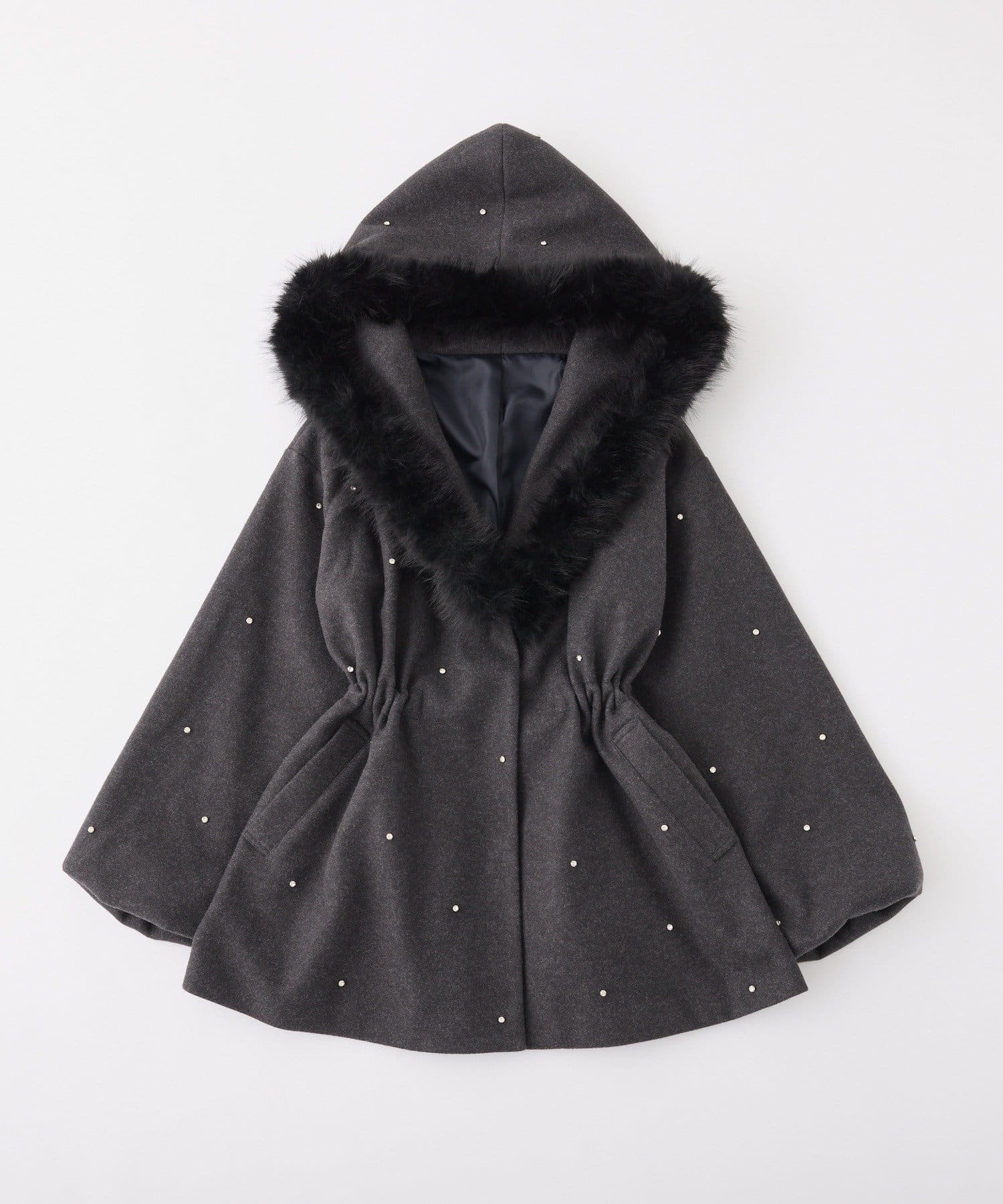 one after another NICE CLAUP(ワンアフターアナザー ナイスクラップ) 【人気カラー再予約】フードフェイクファービジューミドルコート