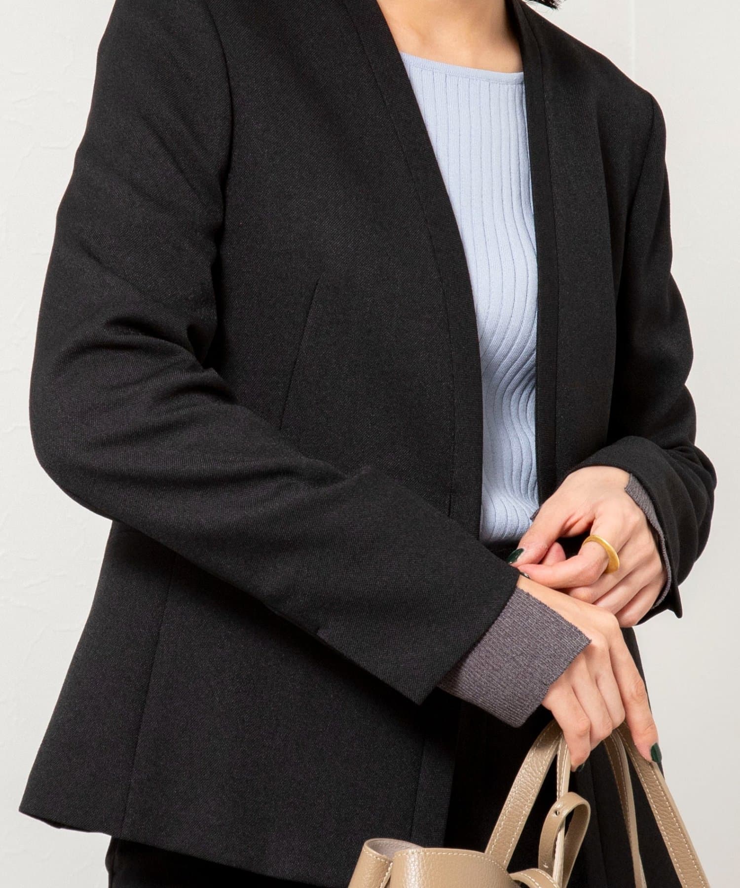 NOLLEY'S(ノーリーズ) 《セットアップ対応》ウォッシャブルウール調ノーカラージャケット