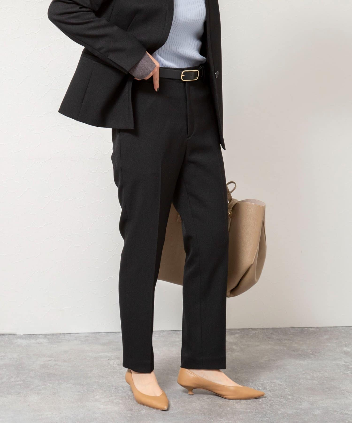 NOLLEY'S(ノーリーズ) 《セットアップ対応》ウォッシャブルウール調テーパードパンツ