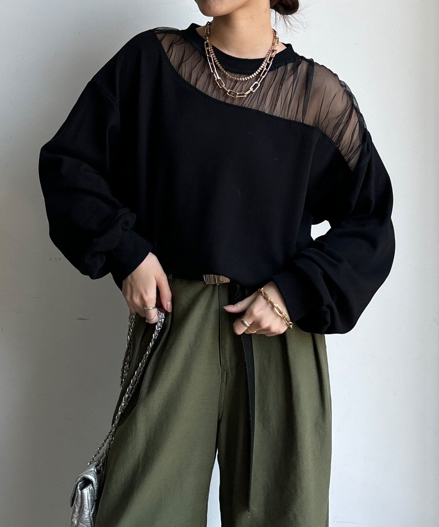 DOUDOU(ドゥドゥ) 【WEB限定】シアー切替カットソー