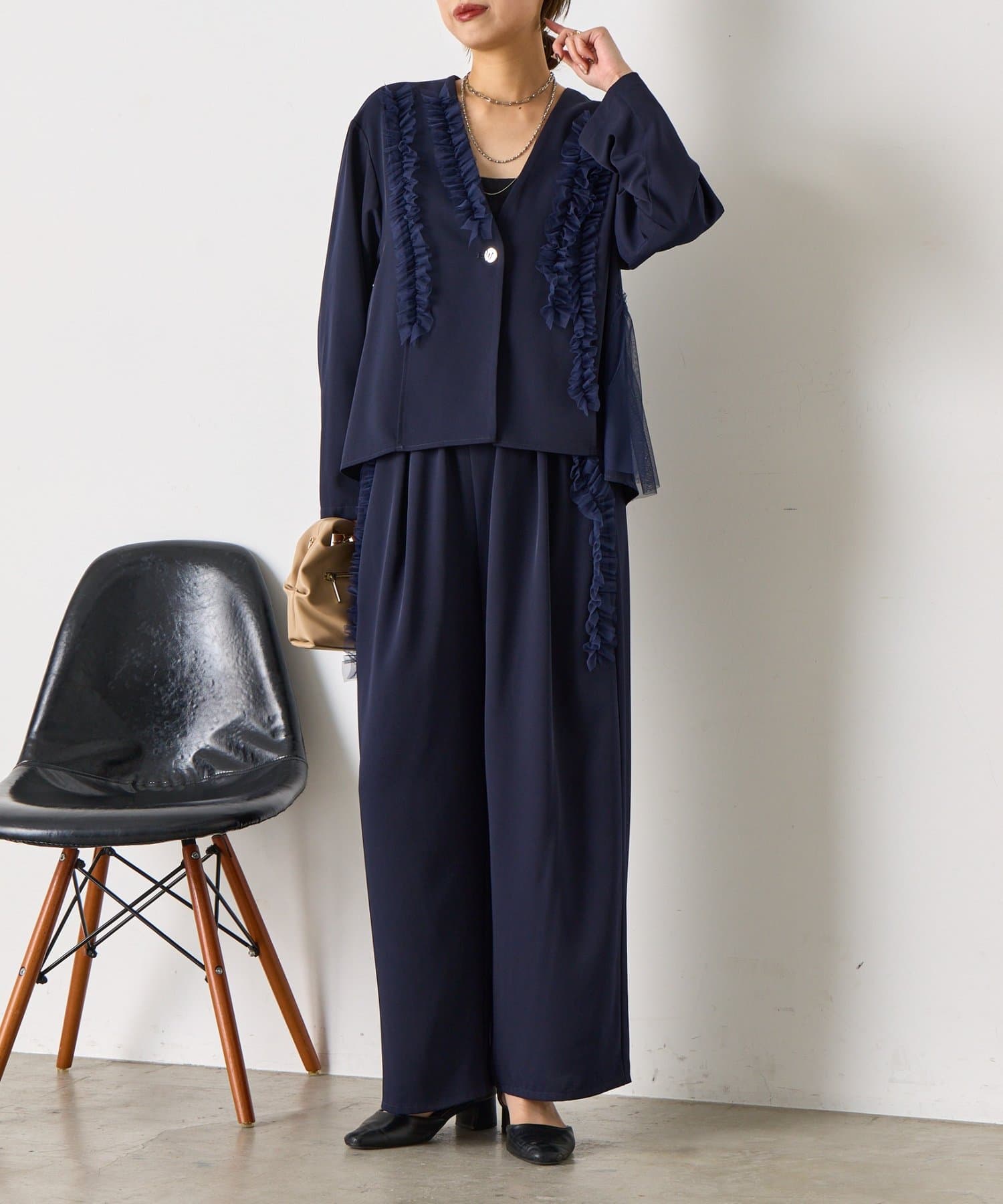 Jena　espace merveilleux(ジェナ　エスパスメルヴェイユ) 【オケージョン/2点セット】チュールジャケットセットアップ