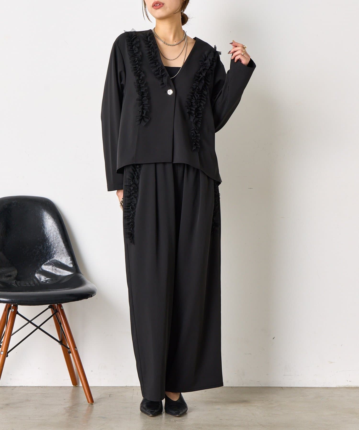 Jena　espace merveilleux(ジェナ　エスパスメルヴェイユ) 【オケージョン/2点セット】チュールジャケットセットアップ