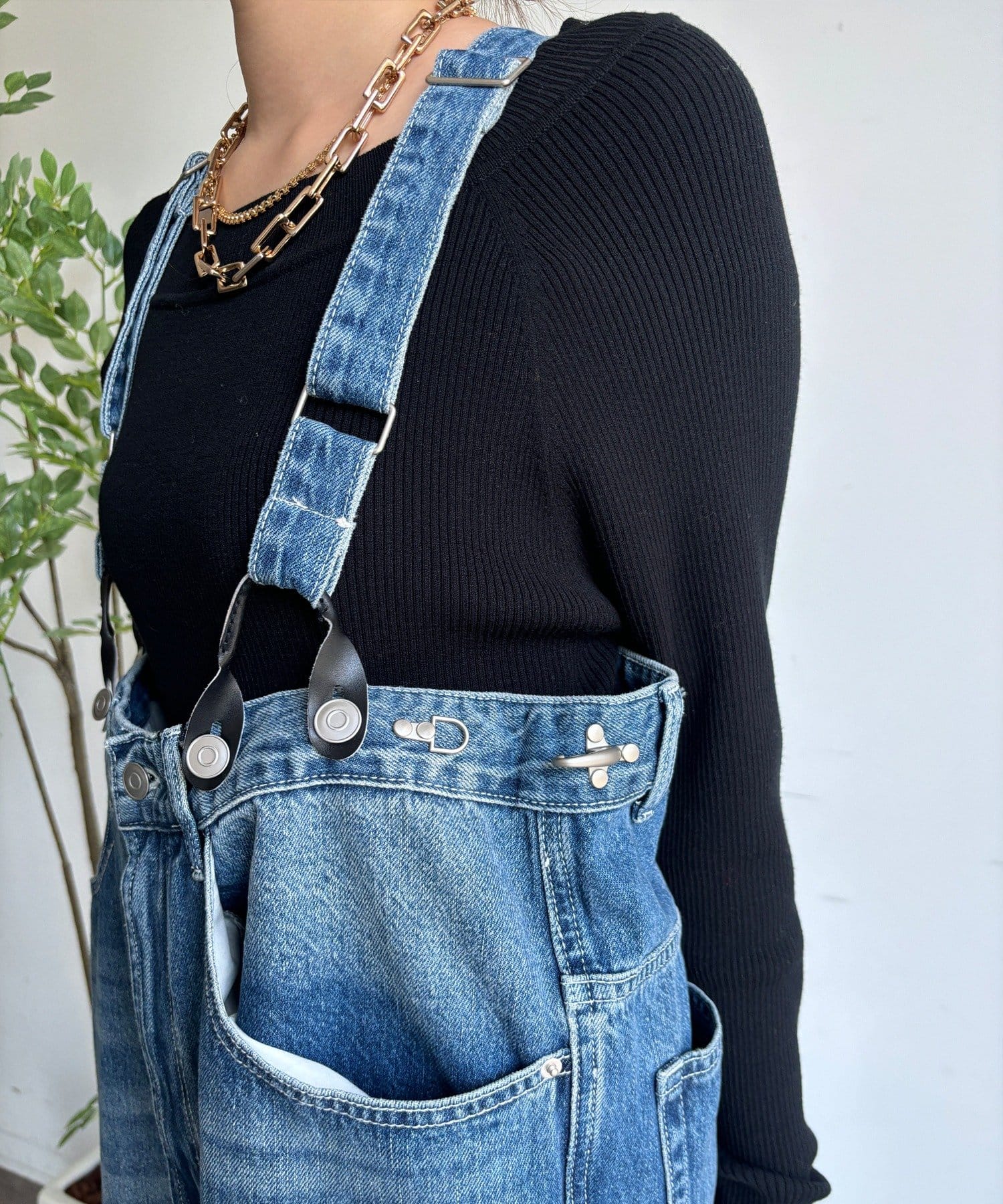 DOUDOU(ドゥドゥ) 【WEB限定】サスペンダー付デニムサロペット