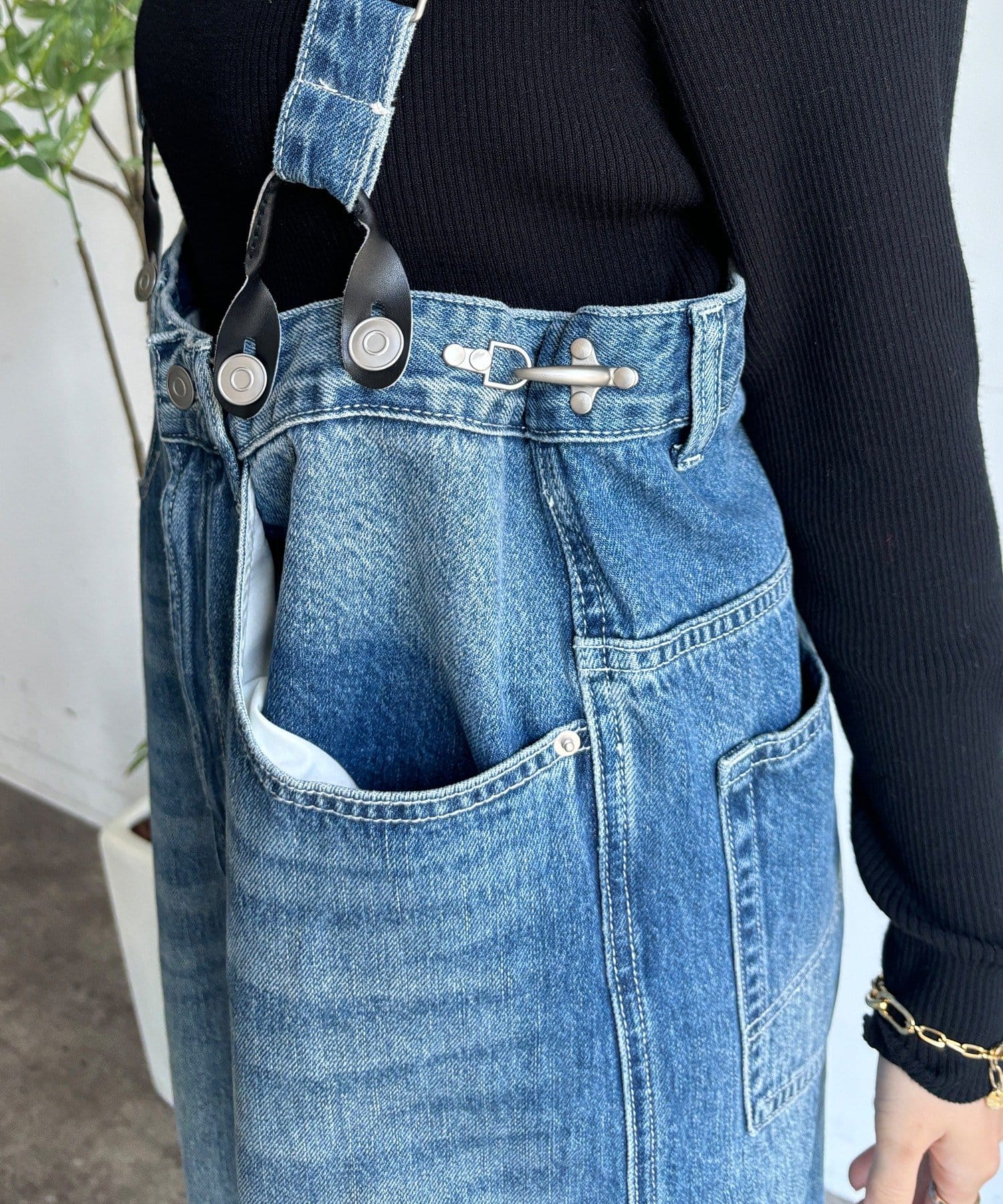 DOUDOU(ドゥドゥ) 【WEB限定】サスペンダー付デニムサロペット