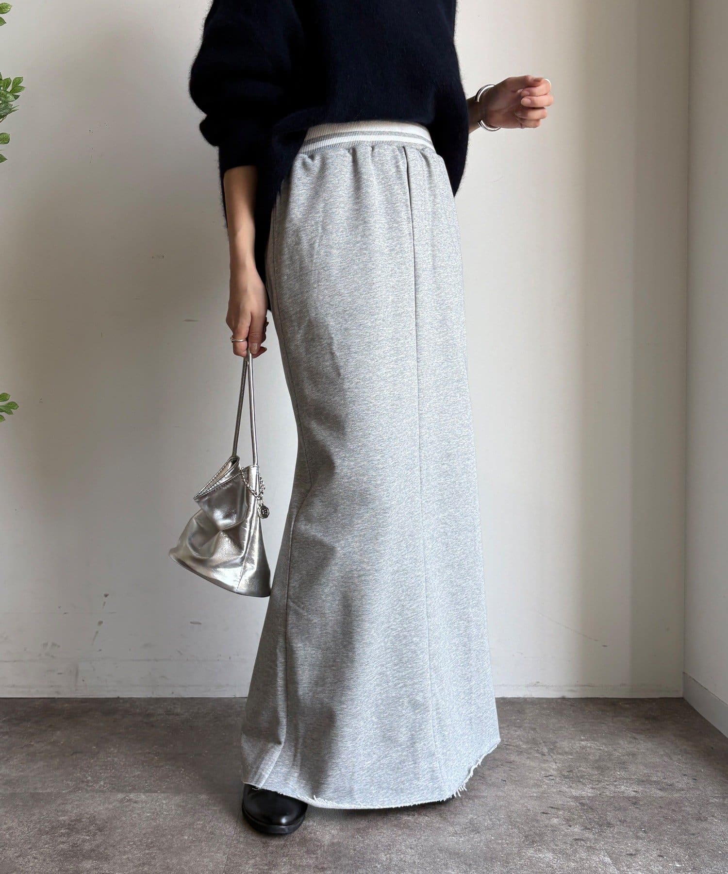 DOUDOU(ドゥドゥ) 【WEB限定】ウエストライン裏毛スカート