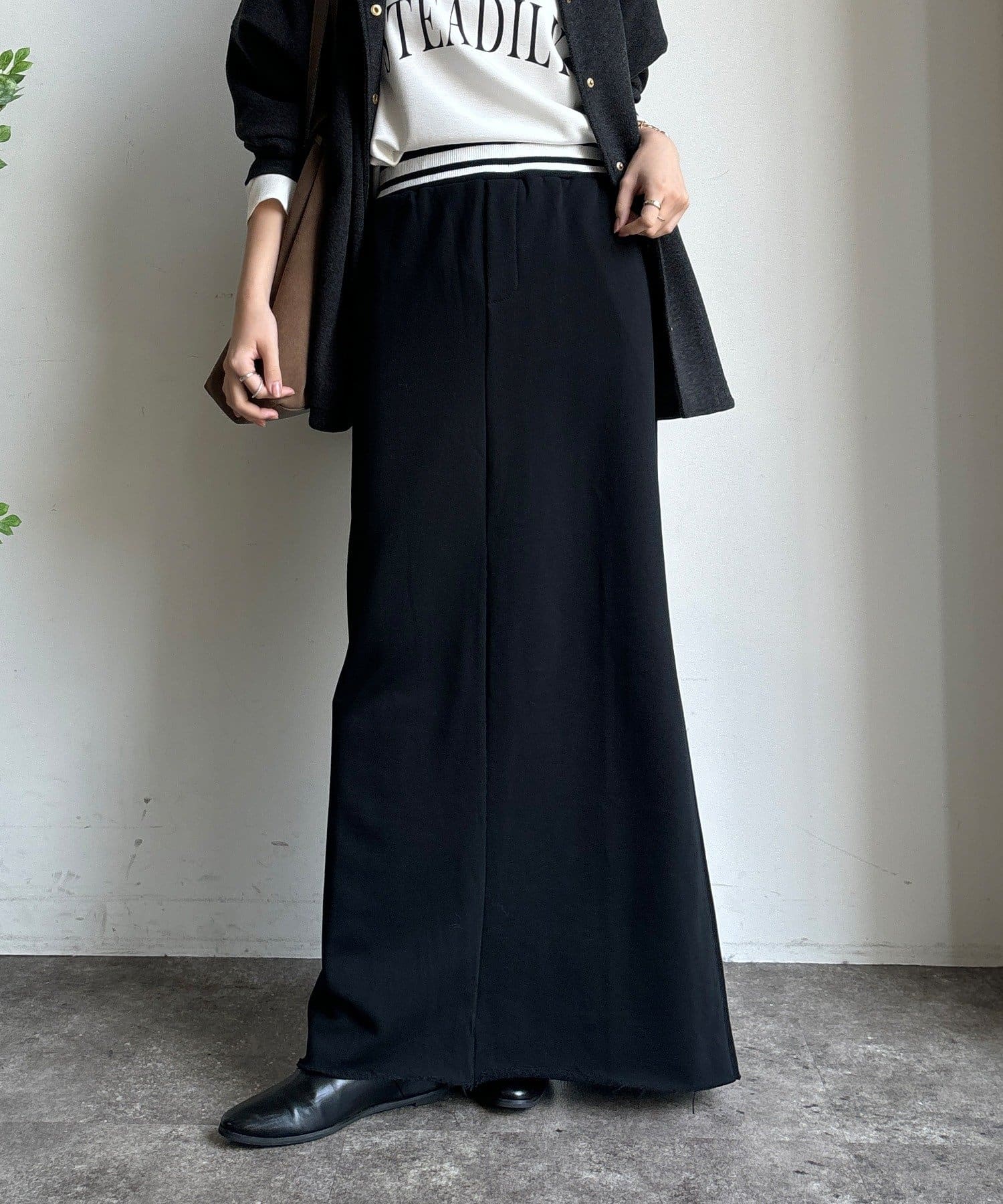 DOUDOU(ドゥドゥ) 【WEB限定】ウエストライン裏毛スカート